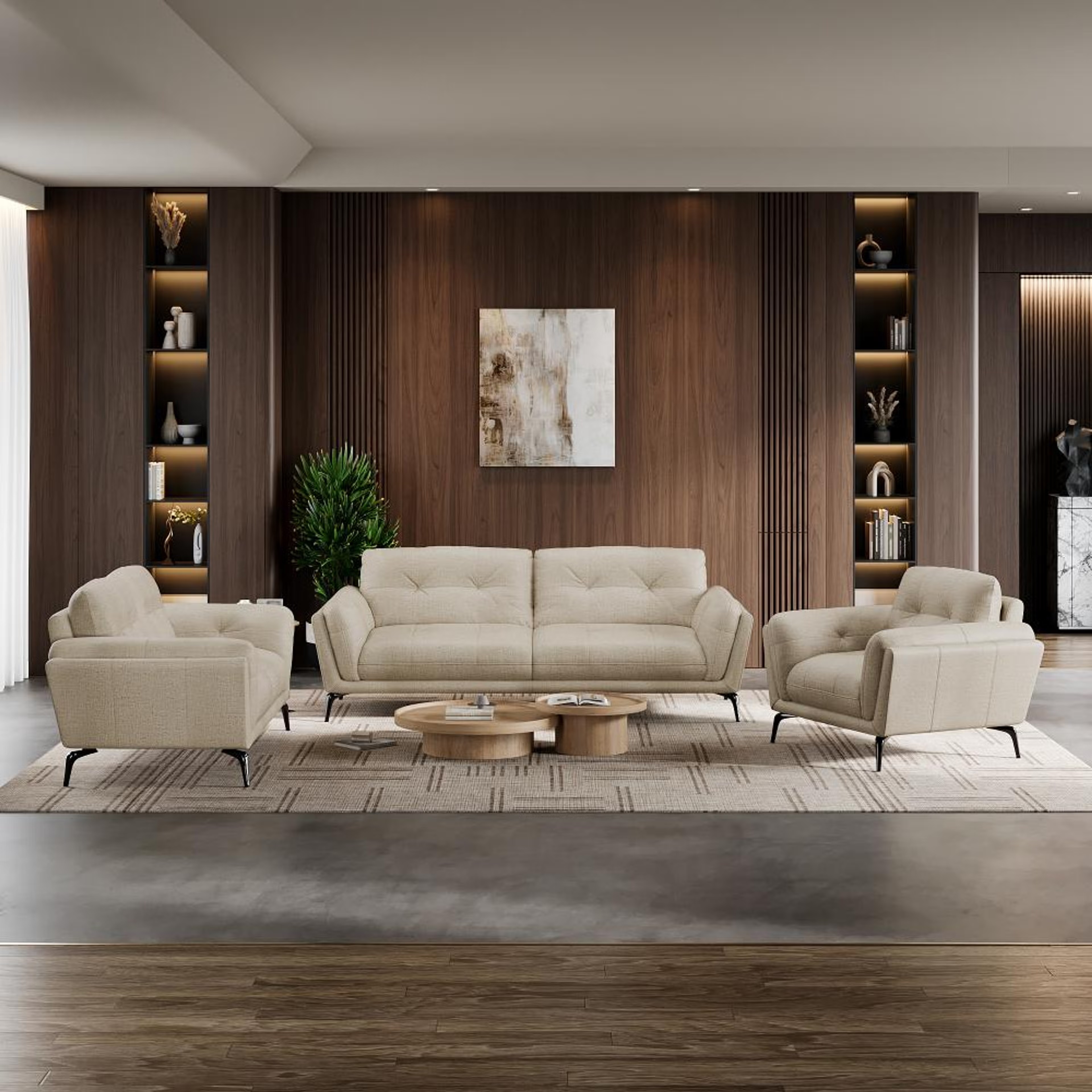 Wakefit Lille Sofa Set (3+2+1) Seater Regular, Set (3+2+1), White