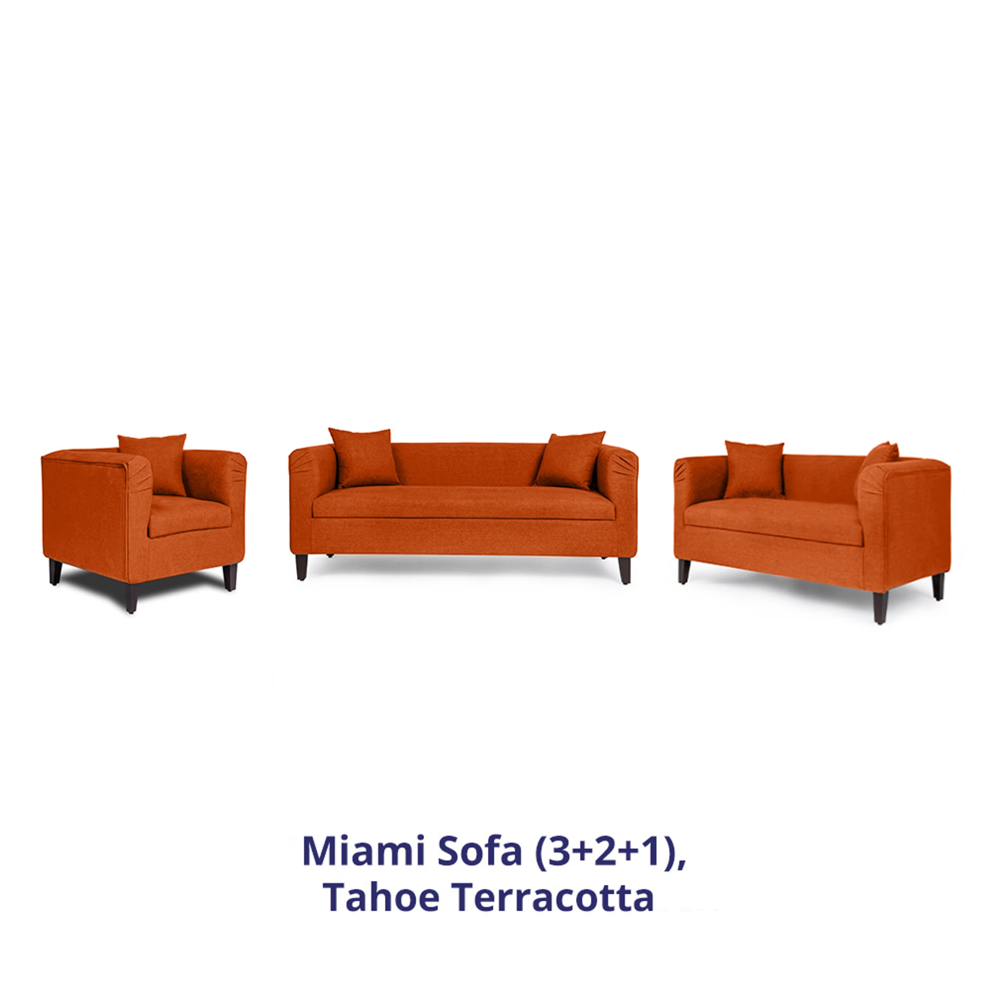 Wakefit Miami Sofa - 3+2+1 Seater - Terracotta Regular, 3 Seater + 2 Seater + 1 Seater, Terracotta