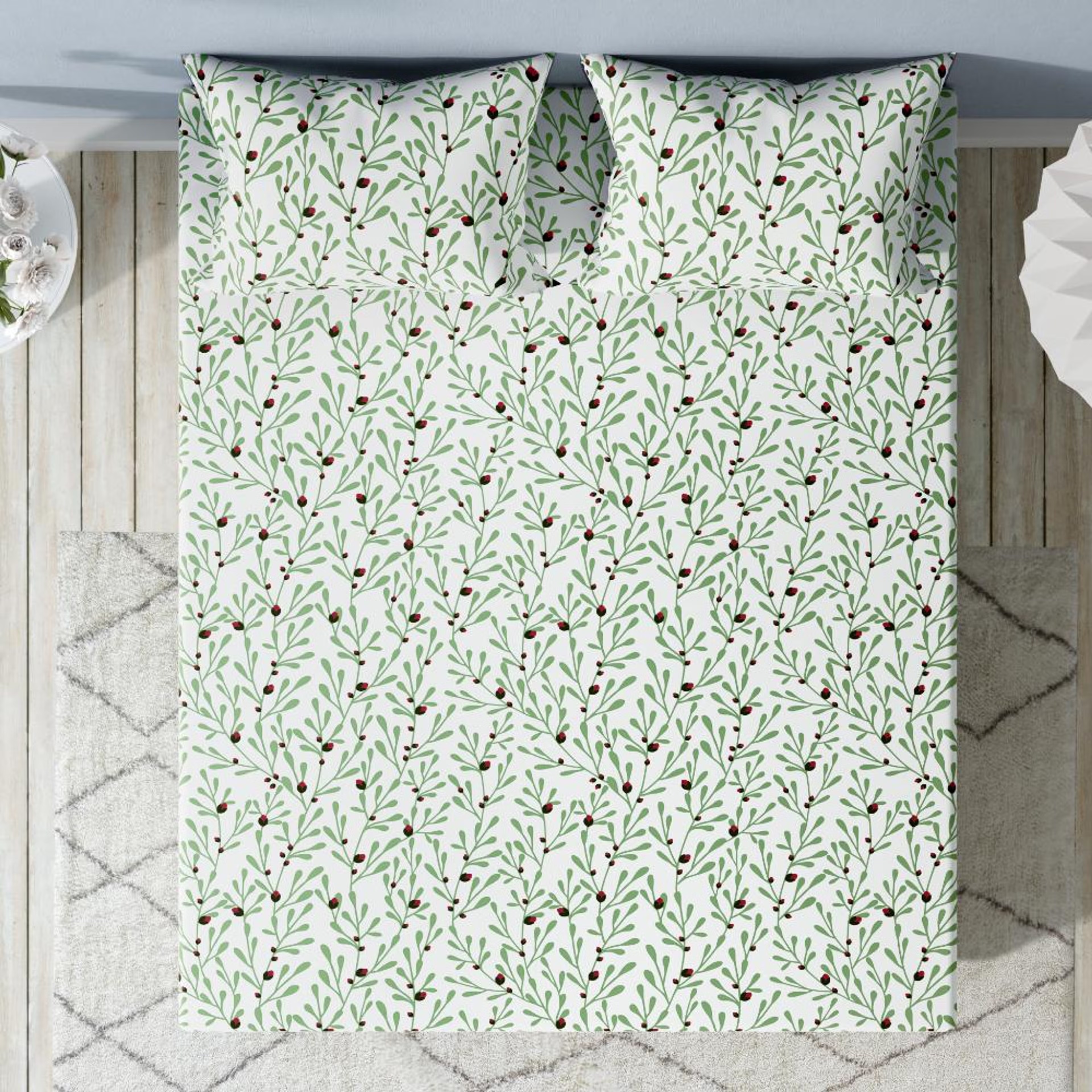 Home 46 100% Cotton 220 TC Fitted Bedsheet With 2 Pillow Covers | Jonas King, 78" x 72", Jonas | 1.98m x 1.83m King - 78" x 72\