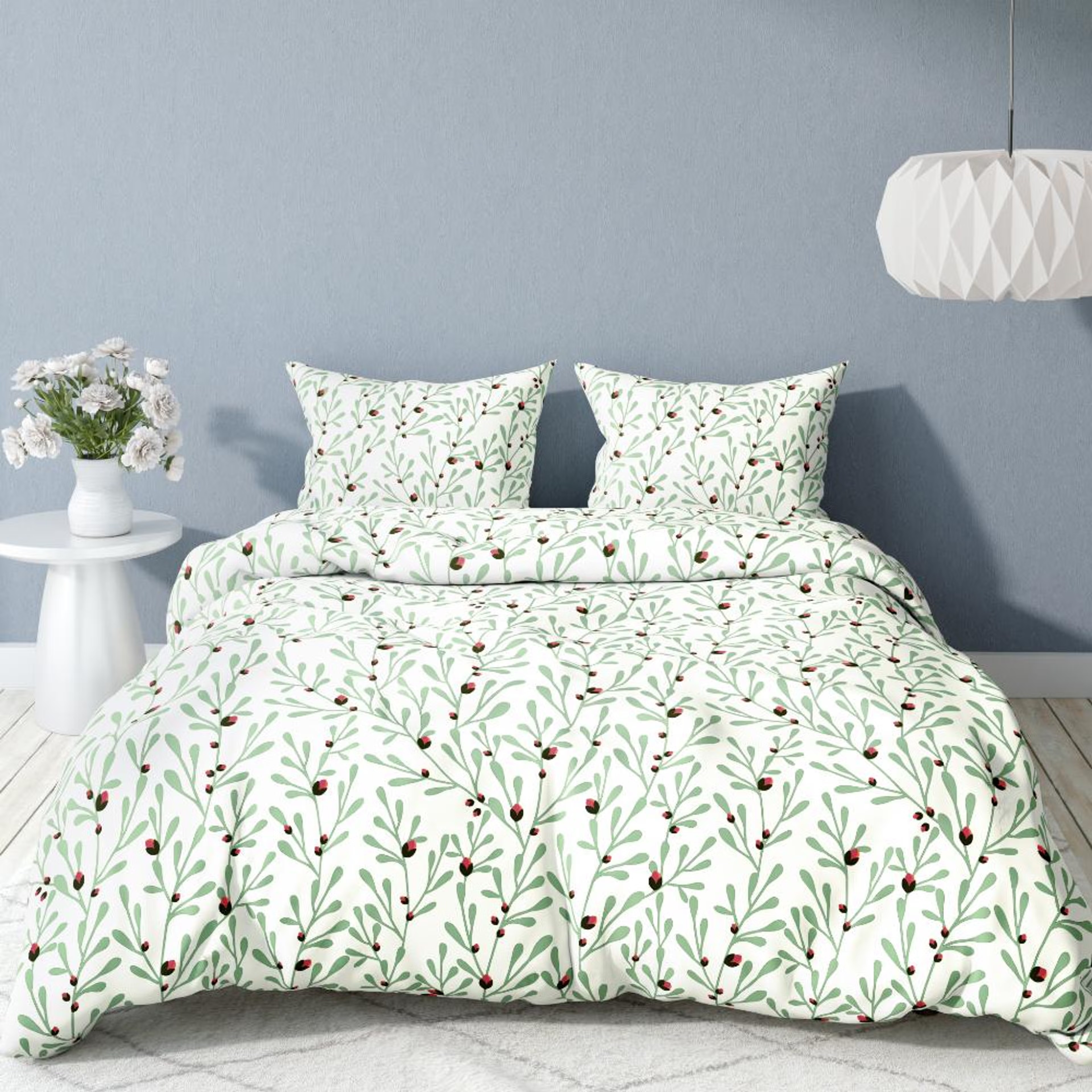 Home 48 100% Cotton 220 TC Fitted Bedsheet With 2 Pillow Covers | Jonas King, 78" x 72", Jonas | 1.98m x 1.83m King - 78" x 72\