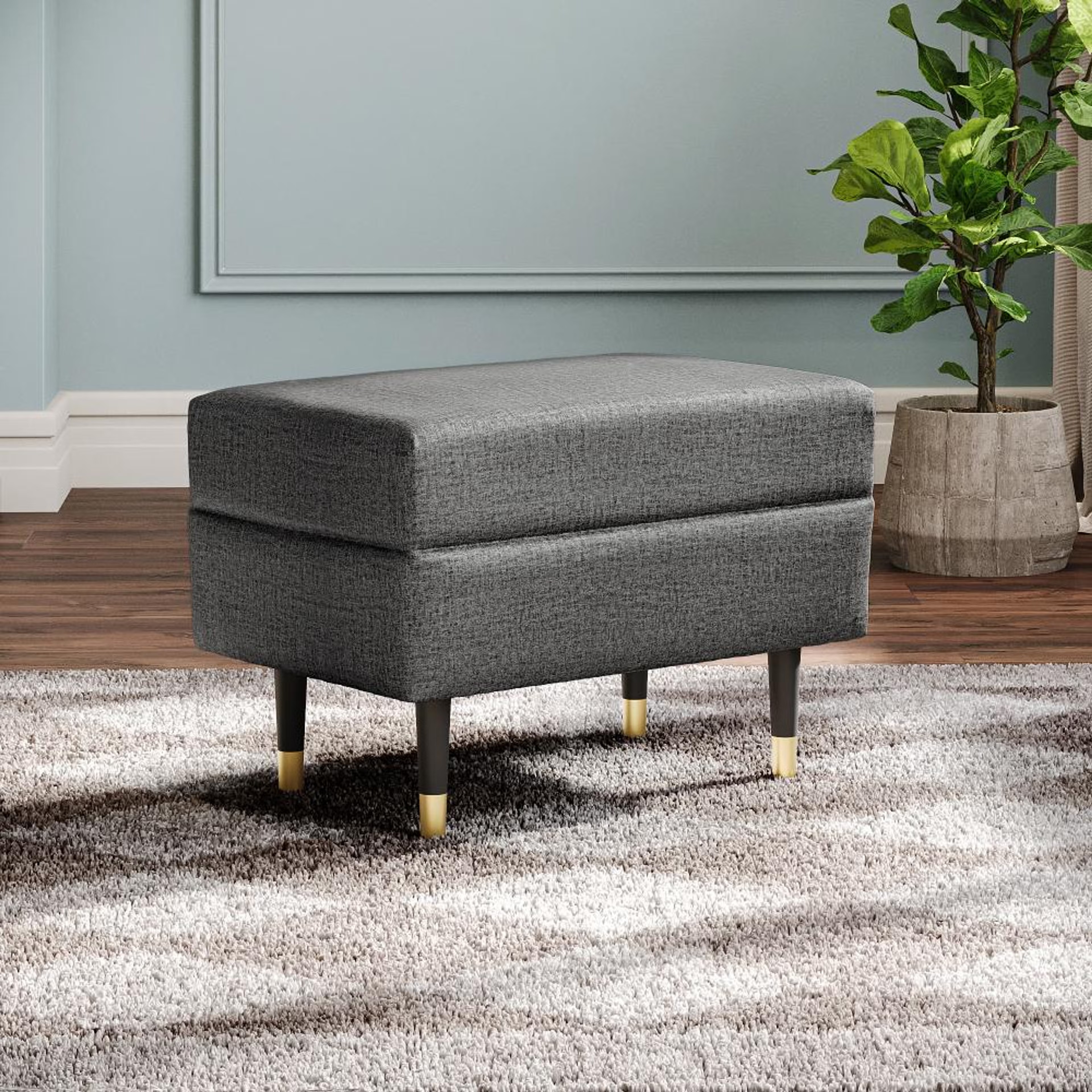 Home 25 Wakefit Nicco Ottoman - Reflection Charcoal Grey Ottoman, Charcoal Grey