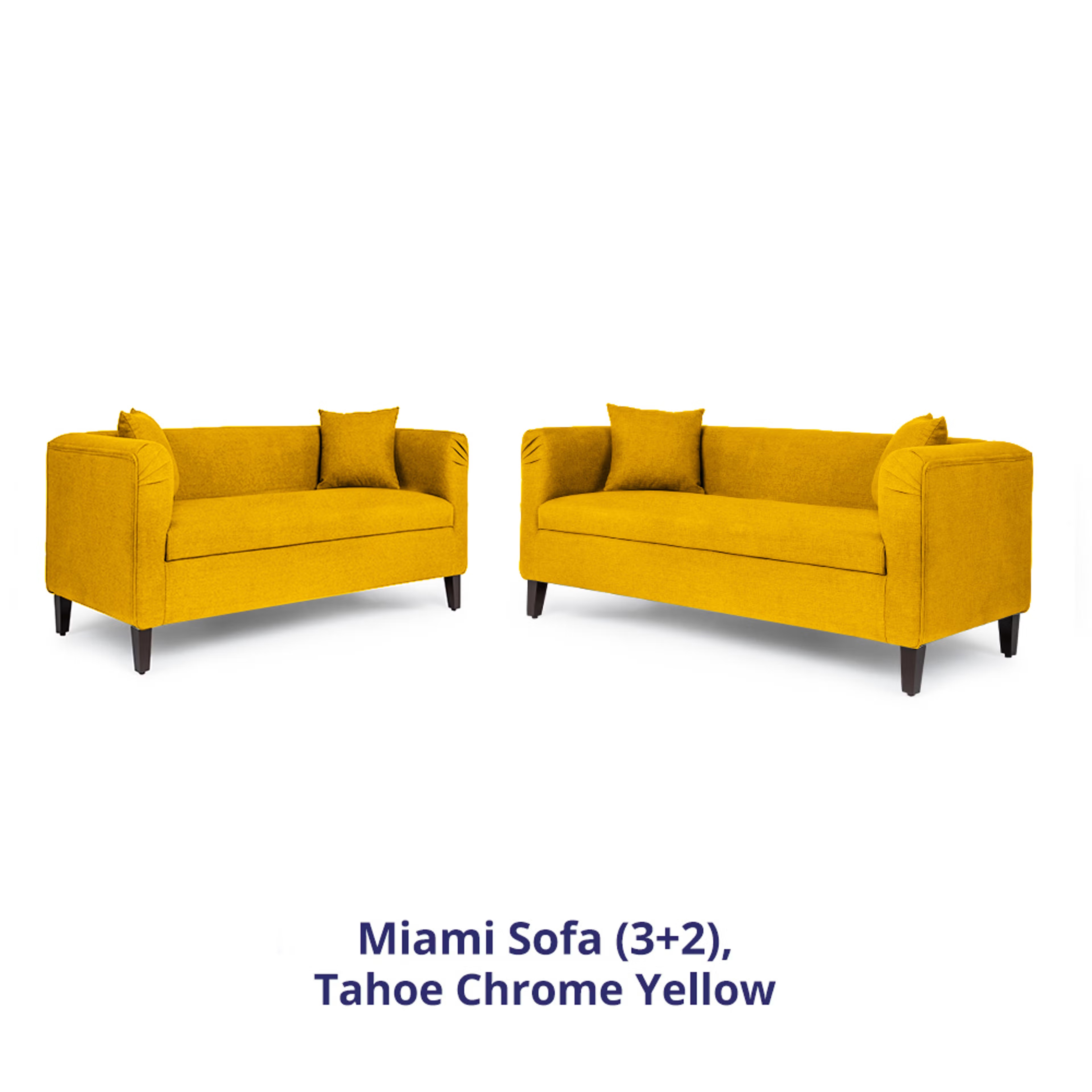 Wakefit Miami Sofa - 3+2 Seater - Chrome Yellow Regular, 3 Seater + 2 Seater, Chrome Yellow