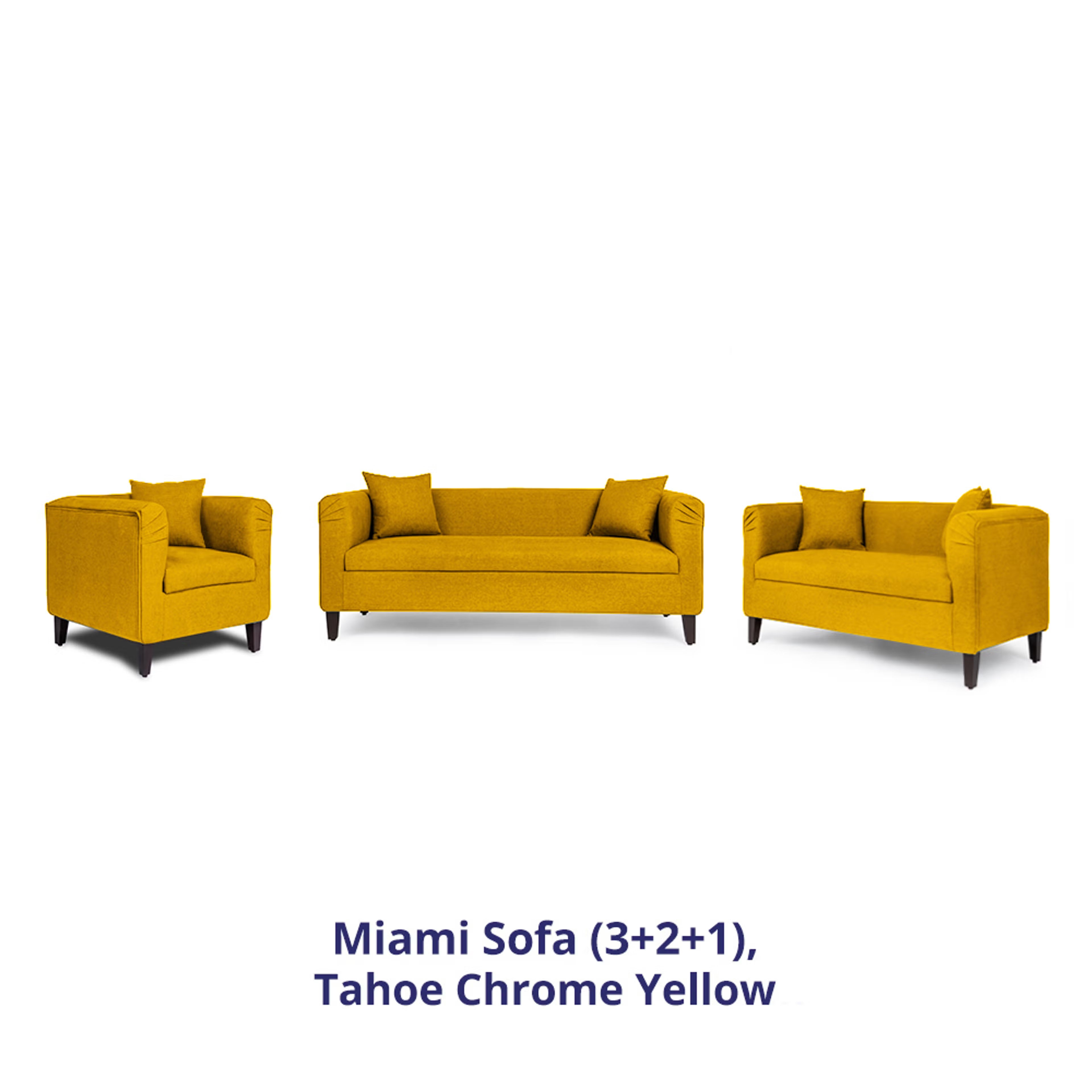 Wakefit Miami Sofa - 3+2+1 Seater - Chrome Yellow Regular, 3 Seater + 2 Seater + 1 Seater, Chrome Yellow