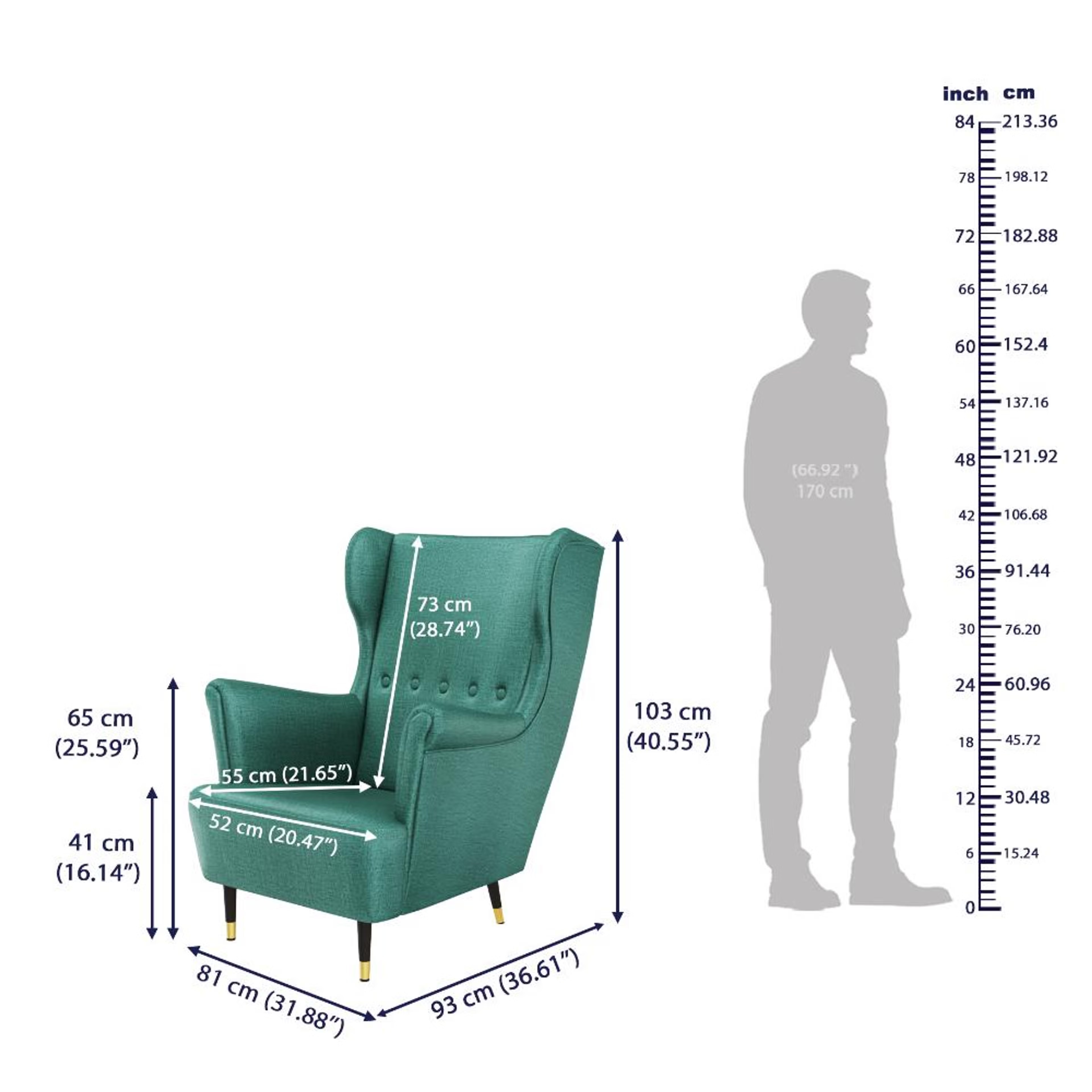 Wakefit Nicco Wing Chair + Ottoman - Aqua Blue with ottoman, Aqua Blue 9 Wakefit Nicco Wing Chair + Ottoman - Aqua Blue with ottoman, Aqua Blue