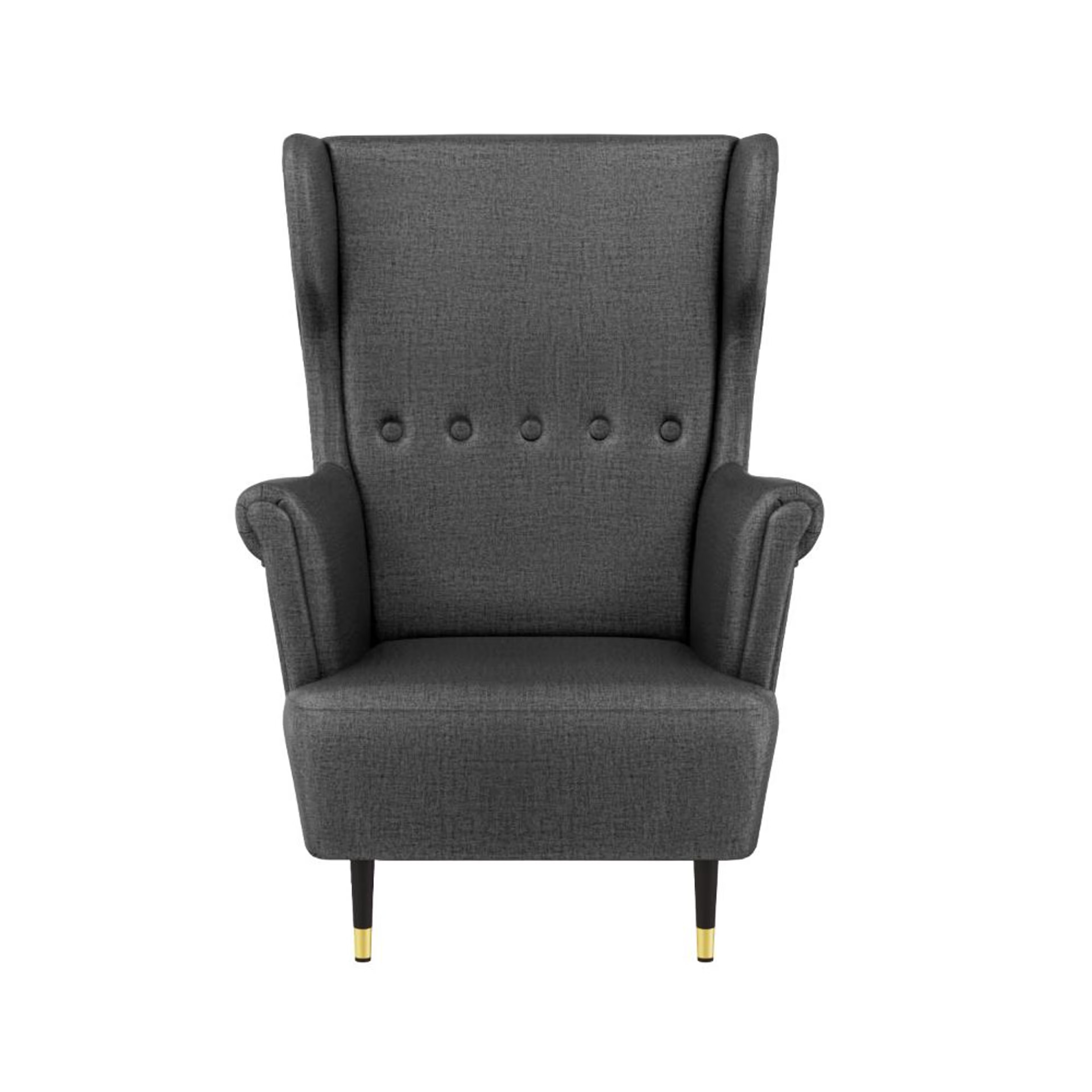 Home 42 Wakefit Nicco Wing Chair + Ottoman - Charcoal Grey with ottoman, Charcoal Grey