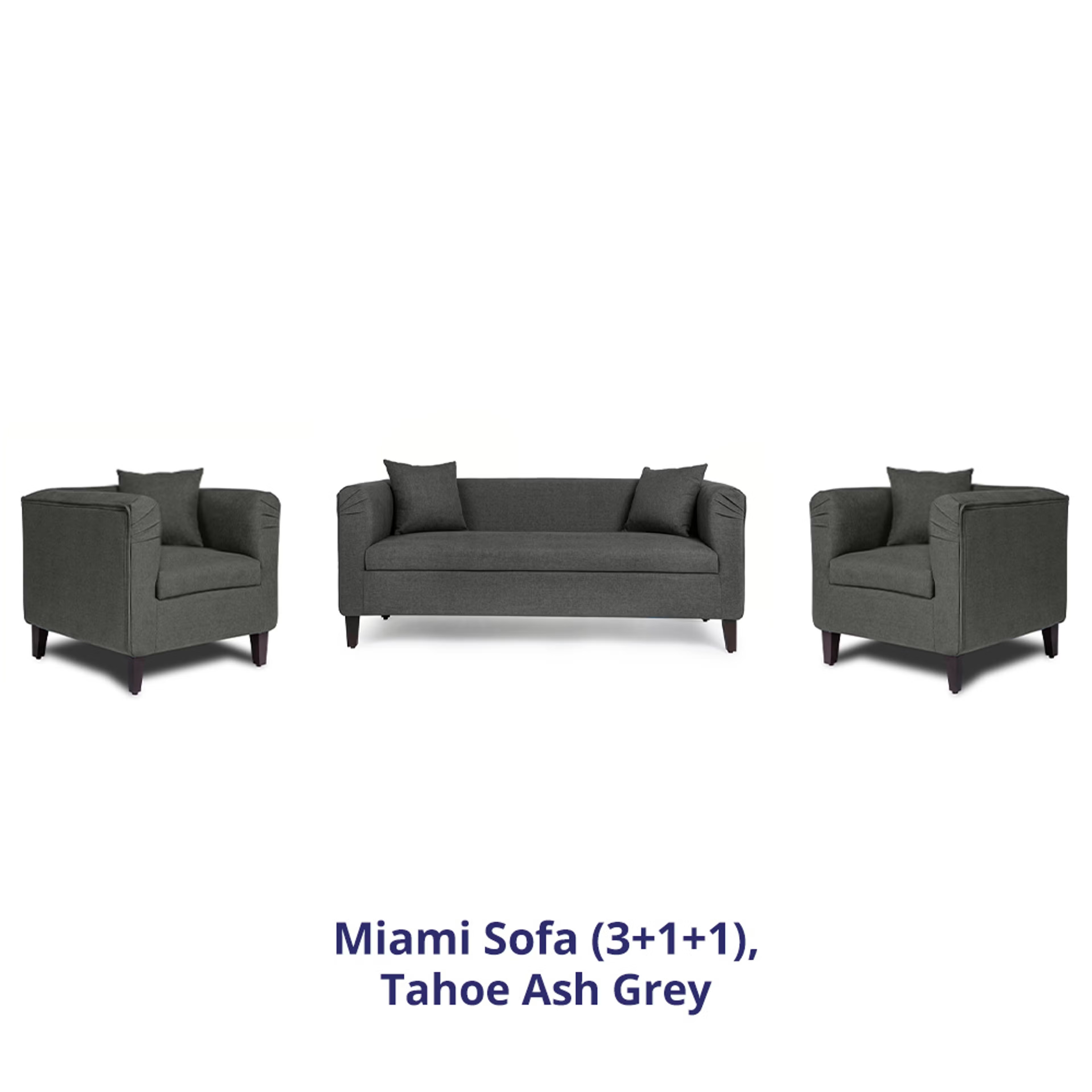 Home 29 Wakefit Miami Sofa - 3+1+1 Seater - Ash Grey Regular, 3 Seater + 1 Seater + 1 Seater, Ash Grey