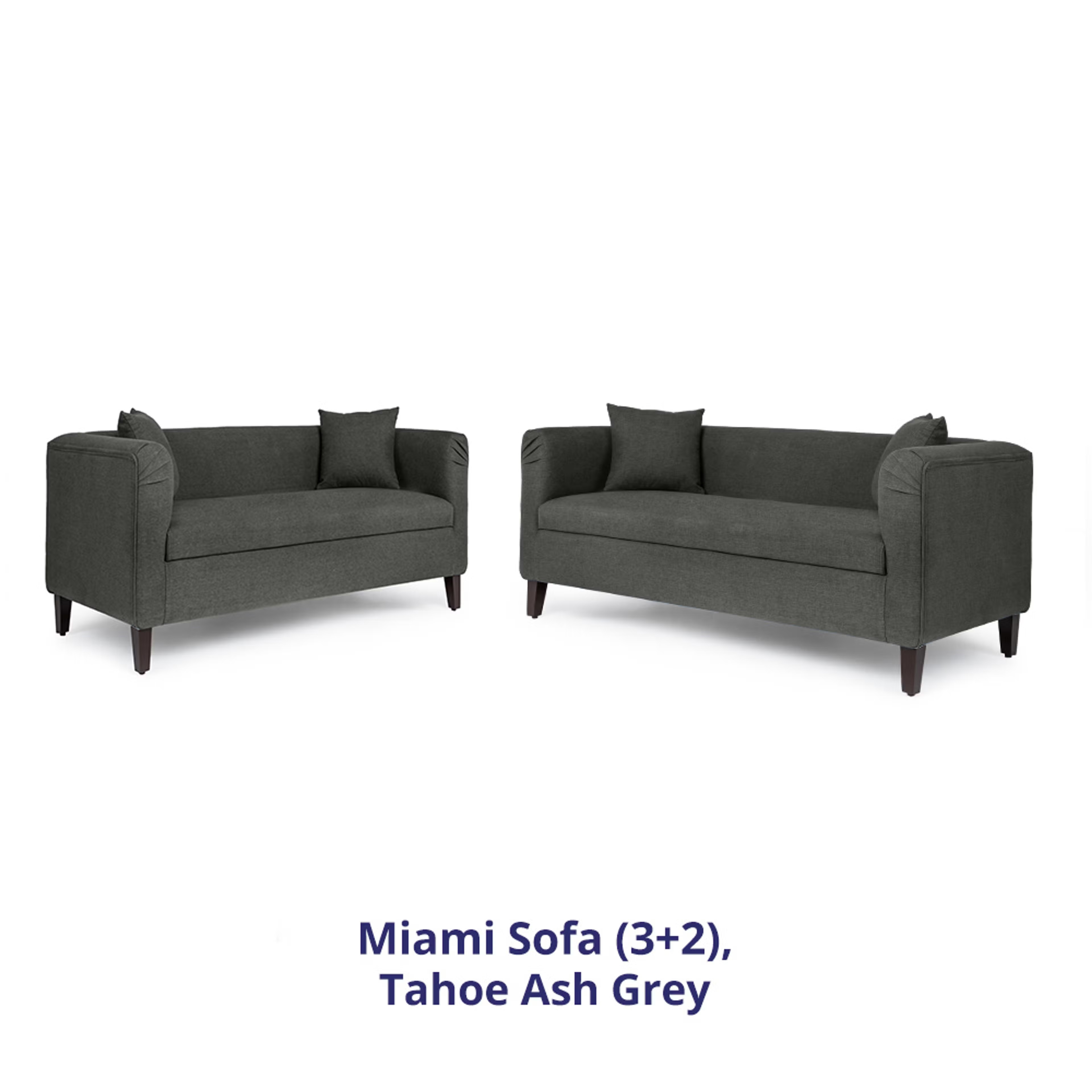 Wakefit Miami Sofa - 3+2 Seater - Ash Grey Regular, 3 Seater + 2 Seater, Ash Grey