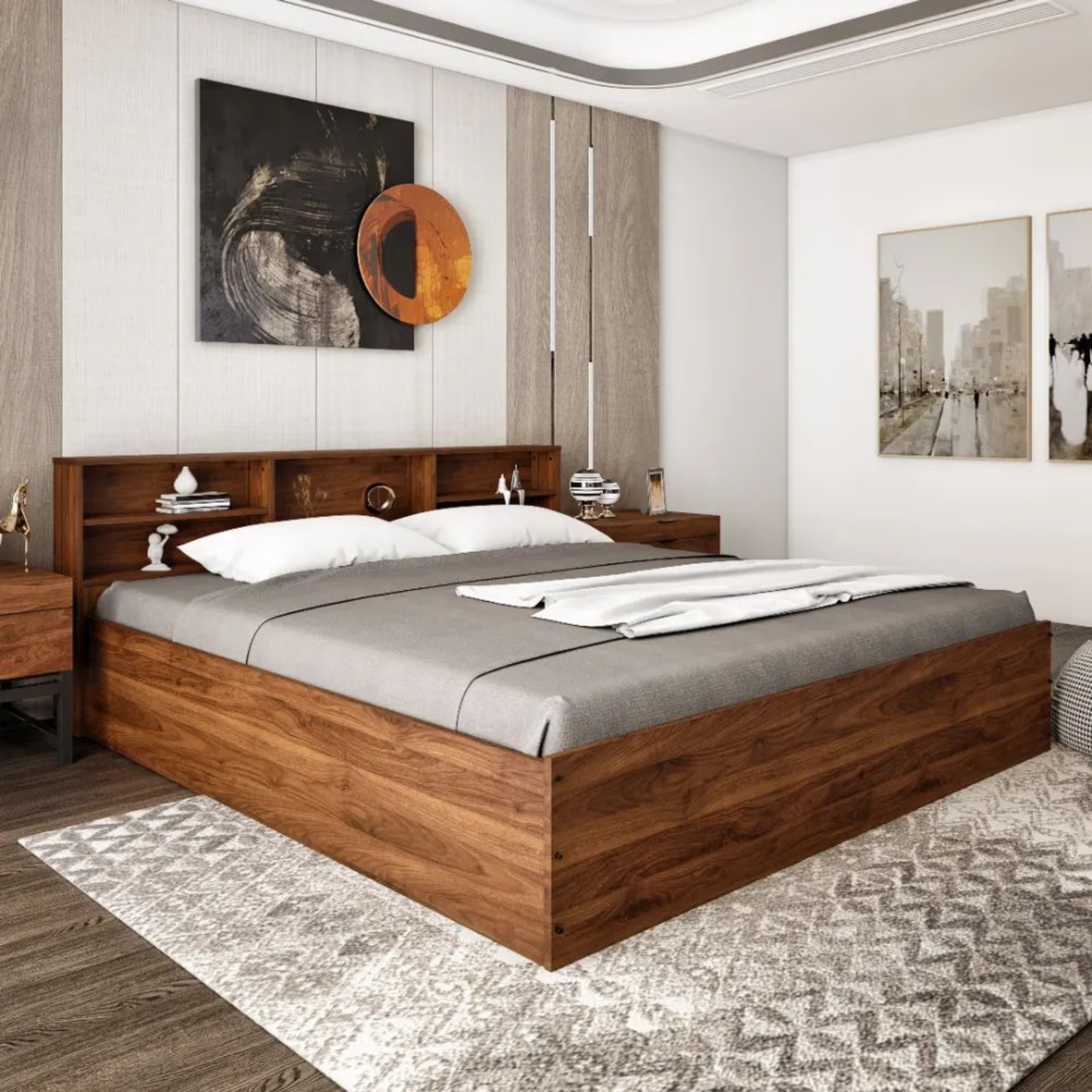 Wakefit Petra Engineered Wood Bed With Storage Queen - 78" x 60\