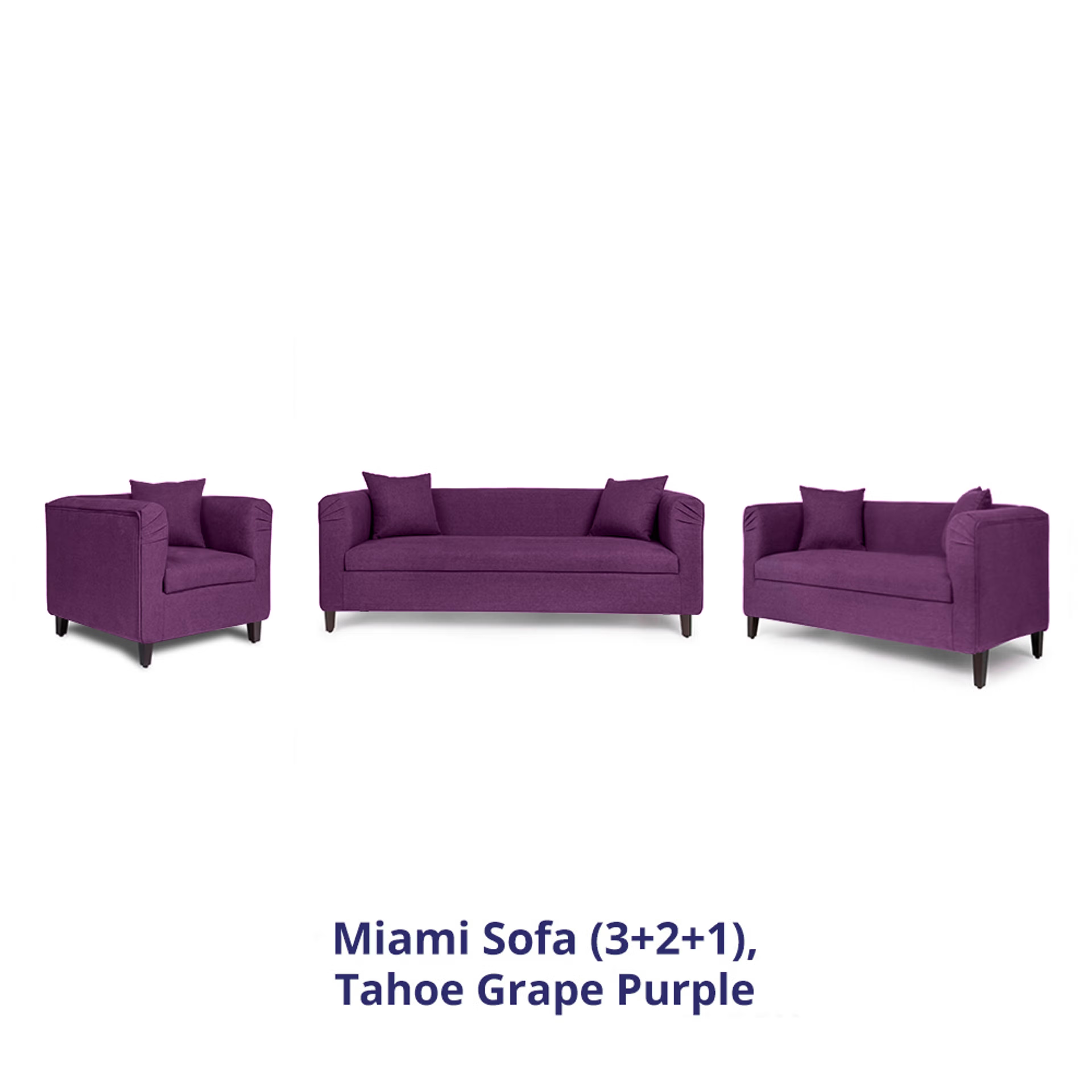 Home 30 Wakefit Miami Sofa - 3+2+1 Seater - Grape Purple Regular, 3 Seater + 2 Seater + 1 Seater, Grape Purple