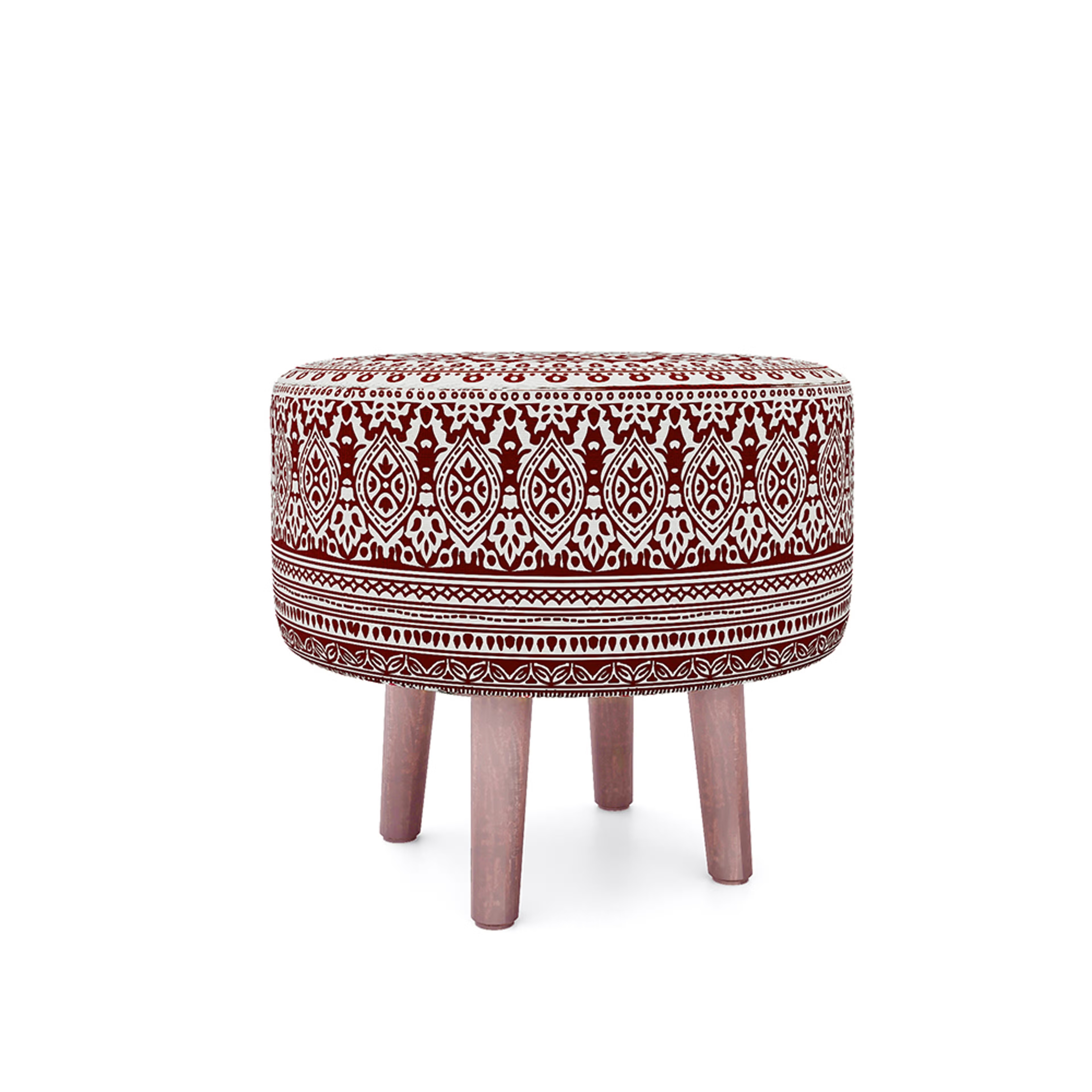 Wakefit Tulum Printed Ottoman - Eva Maroon Ottoman, Eva Maroon