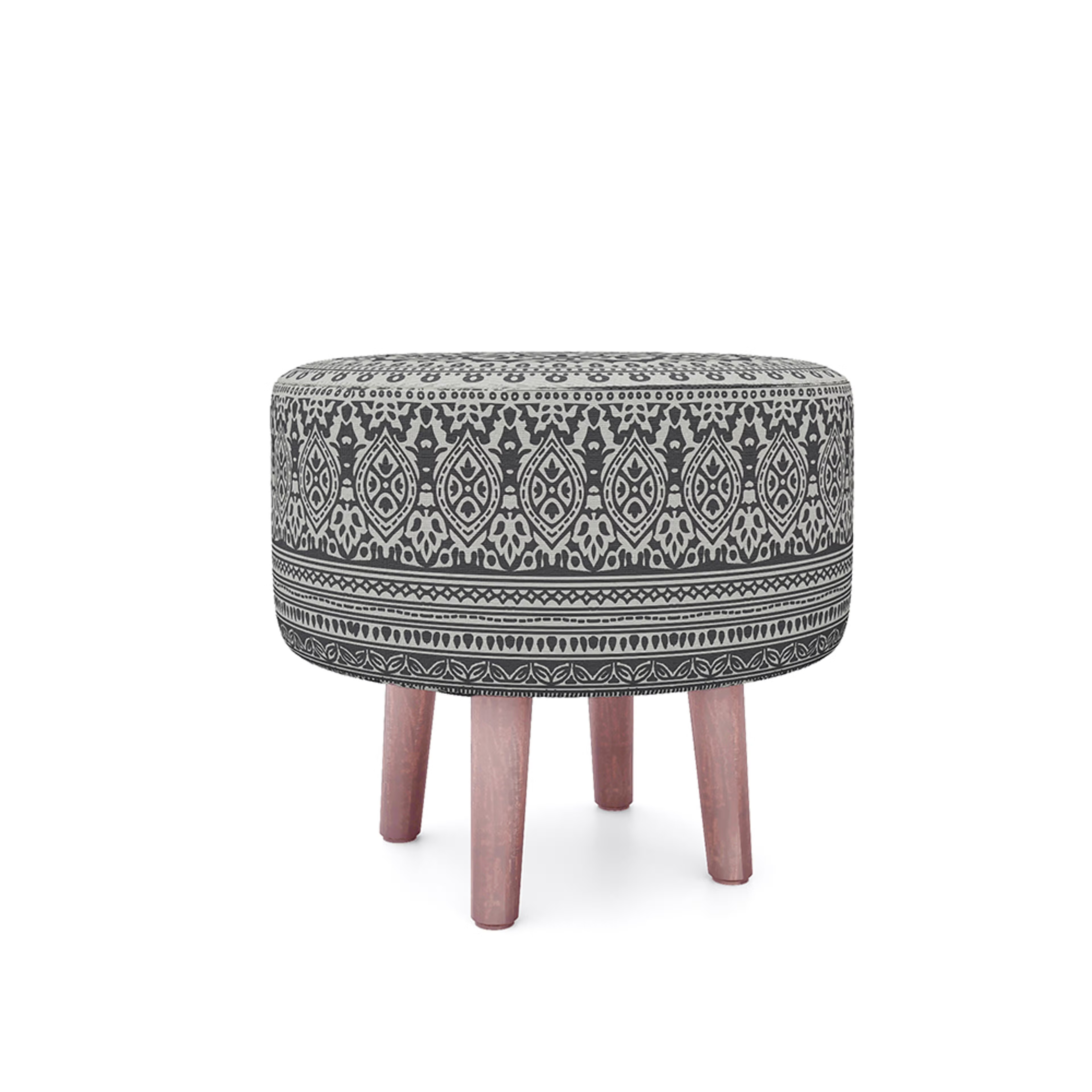 Wakefit Tulum Printed Ottoman - Eva Grey Ottoman, Eva Grey