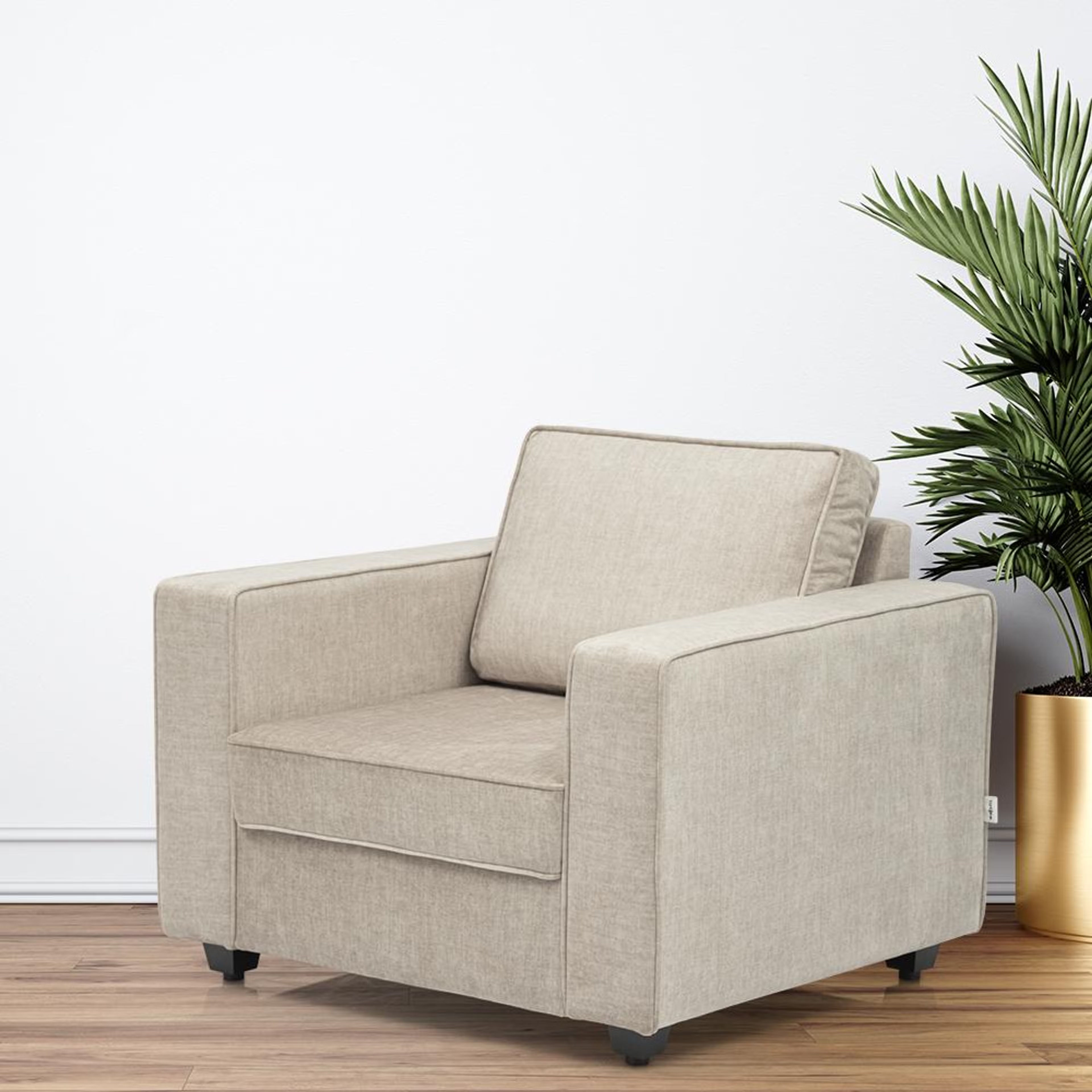 Wakefit Napper Plus Sofa Set - (2+1+1) Regular, Set (3+1+1), Beige