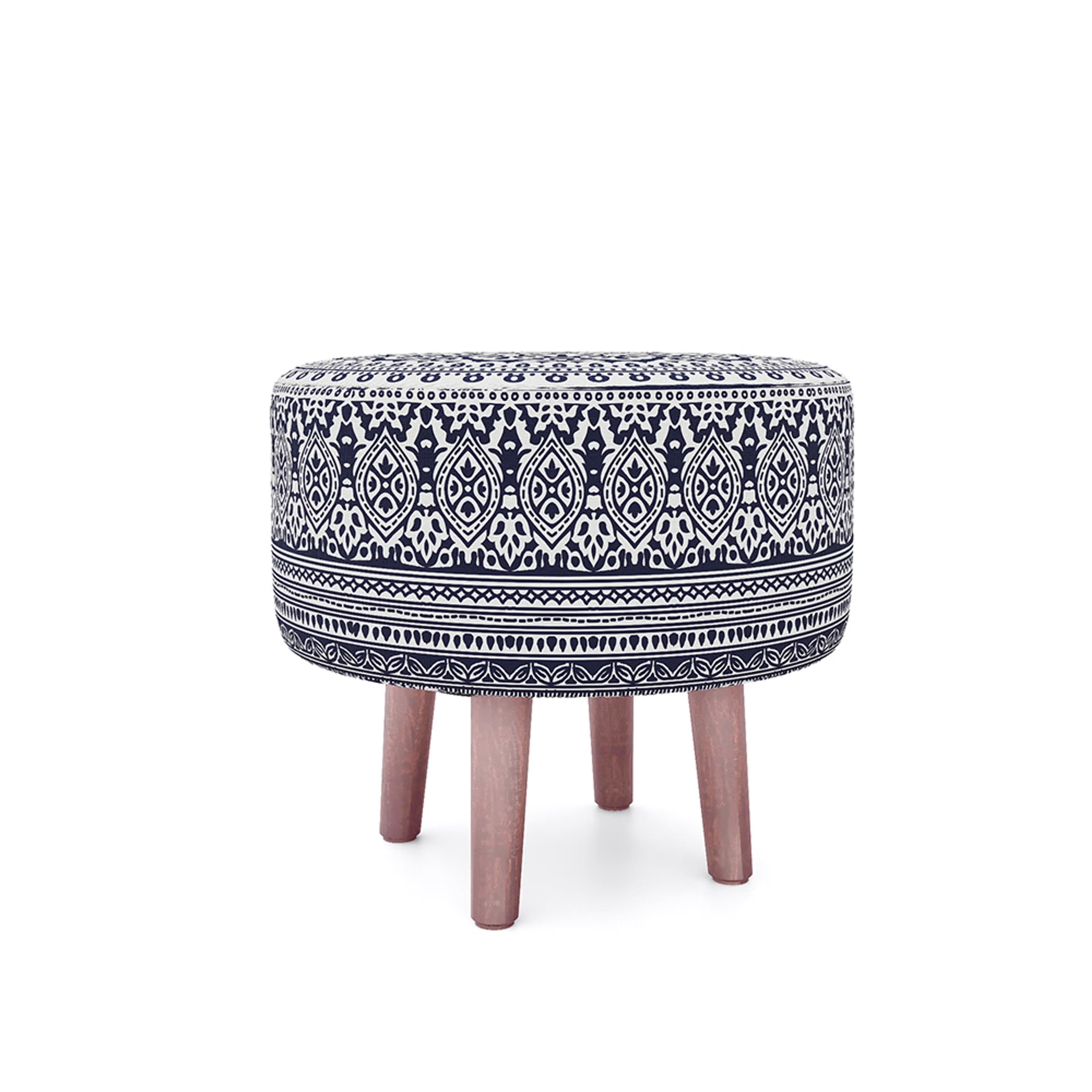 Wakefit Tulum Printed Ottoman - Eva Blue Ottoman, Eva Blue