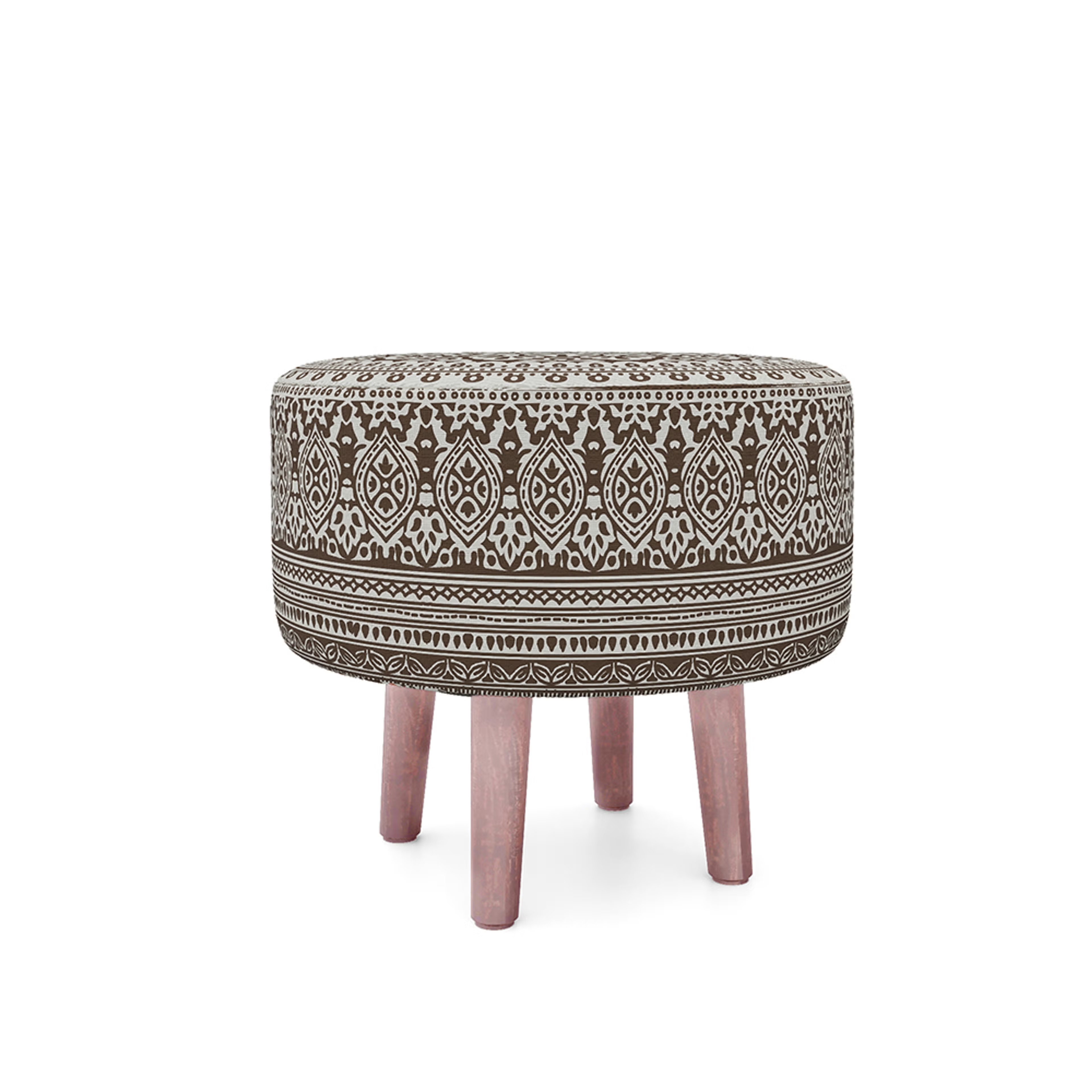 Wakefit Tulum Printed Ottoman - Eva Brown Ottoman, Eva Brown