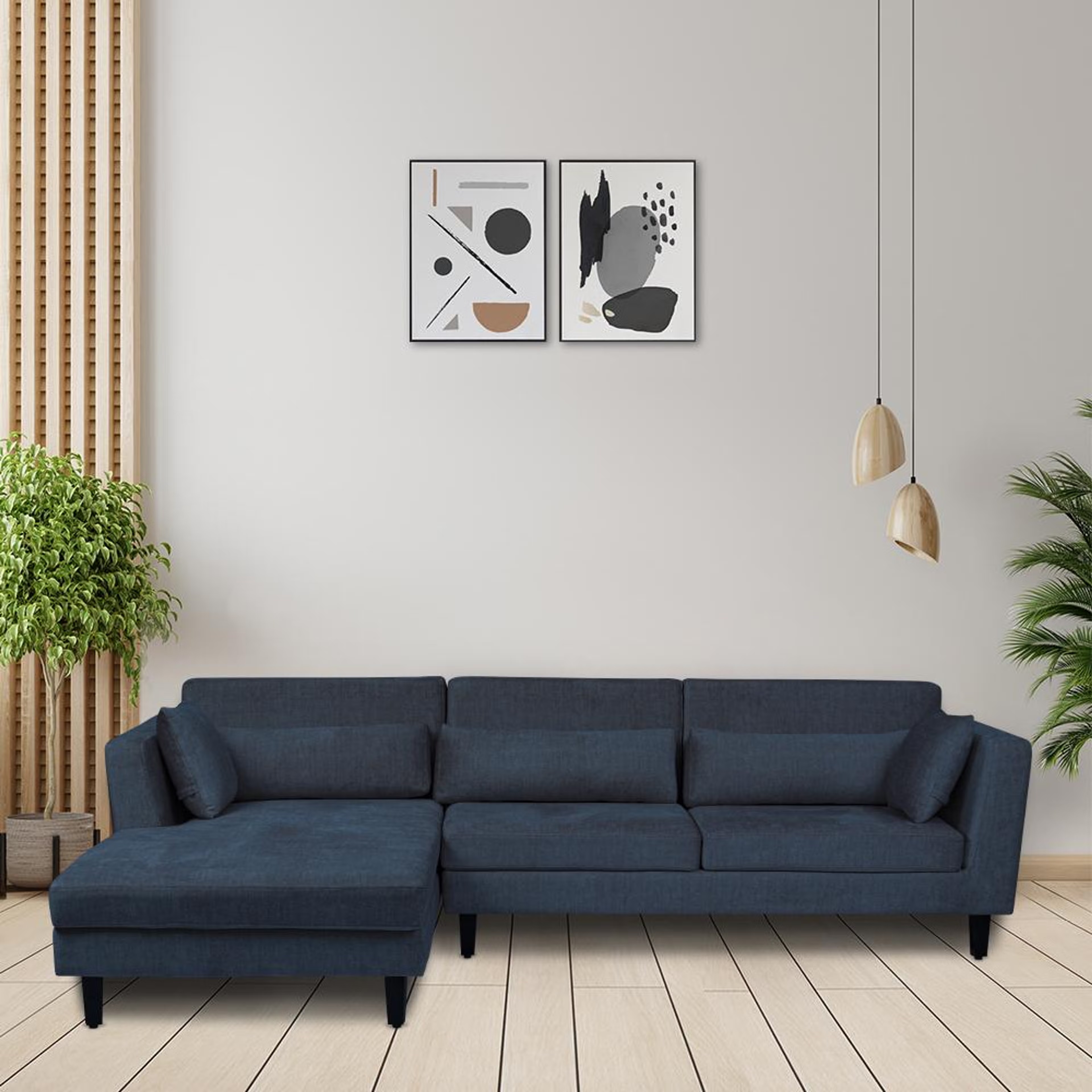 Wakefit Snoozepro Plus L Shape Sofa Set (3 Seater + Left Aligned Chaise) Sectional, Set (3 Seater + Left Aligned Chaise), Deep Ocean