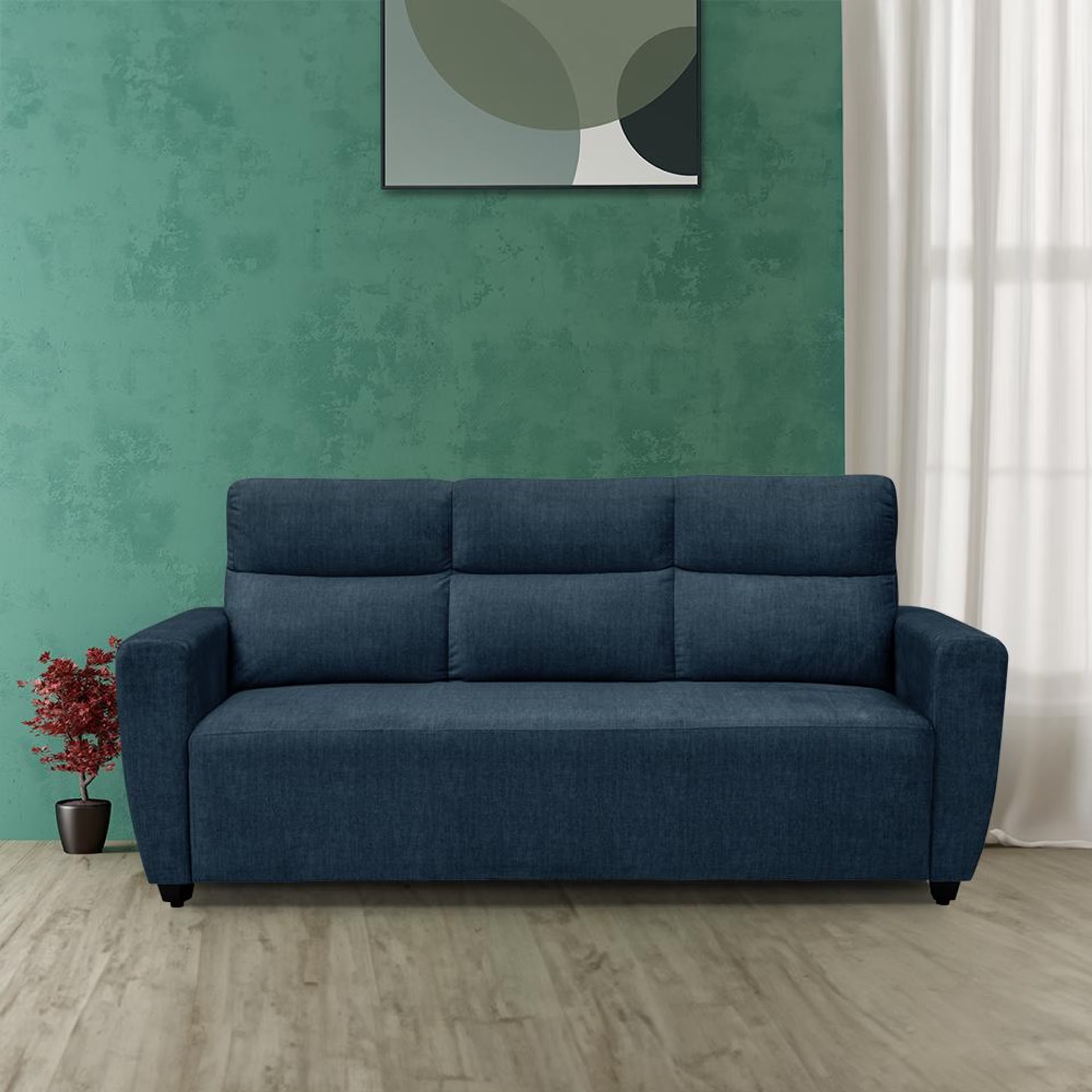Wakefit Belize Plus Sofa Set - (3+2+1) Regular, Set (3+2+1), Deep Ocean