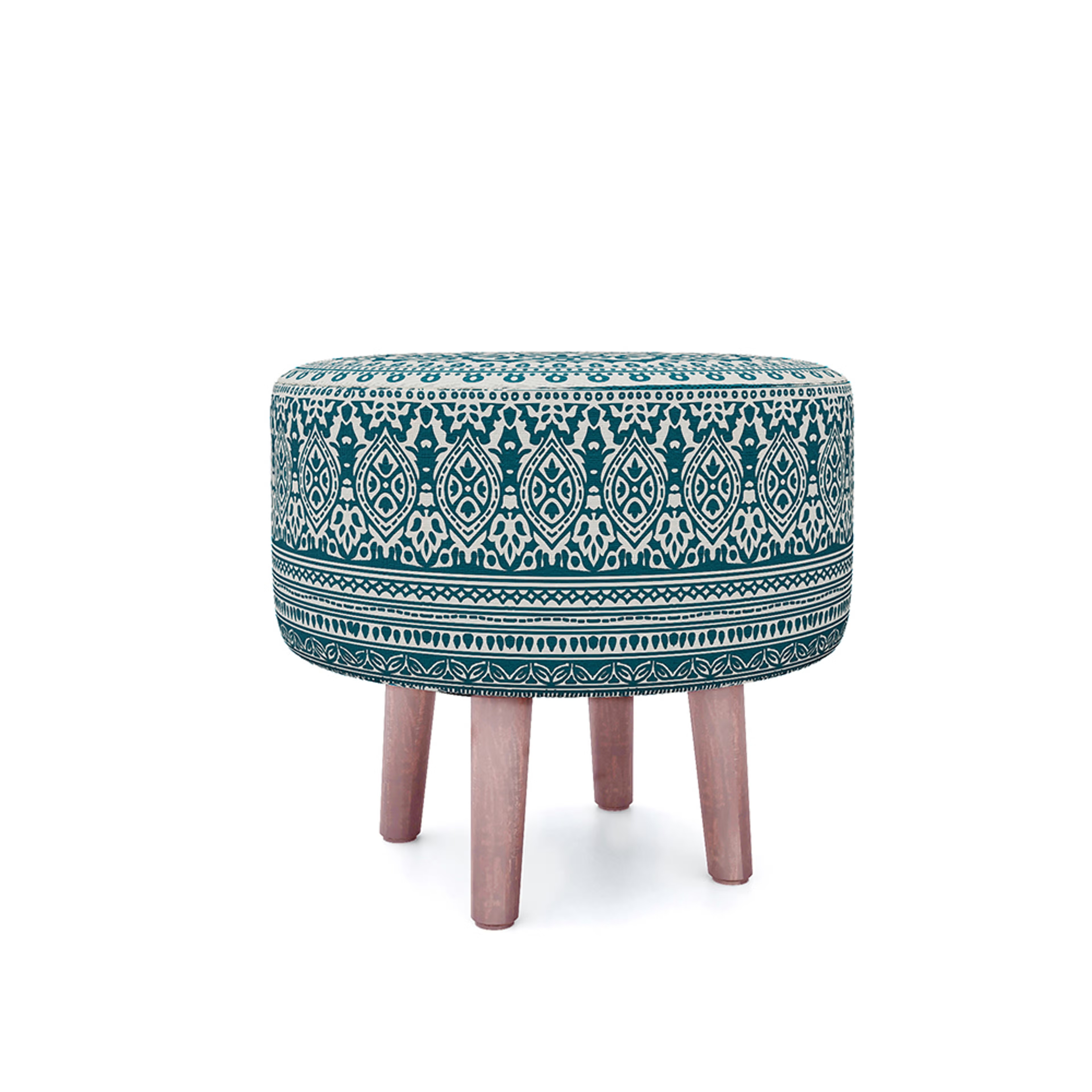 Wakefit Tulum Printed Ottoman - Eva Teal Ottoman, Eva Teal
