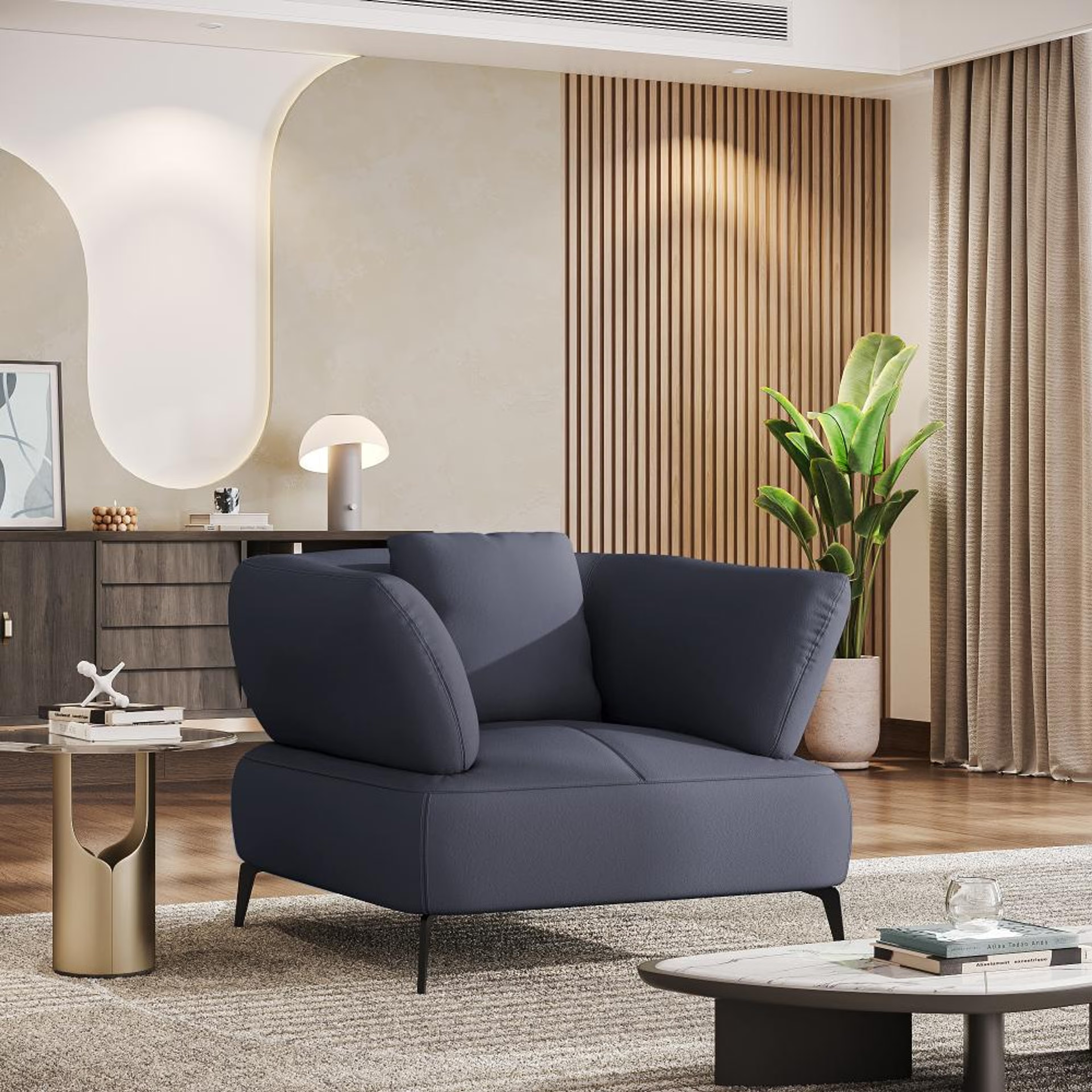 Wakefit Nauru Sofa - One Seater Regular, Single Seater, Blue