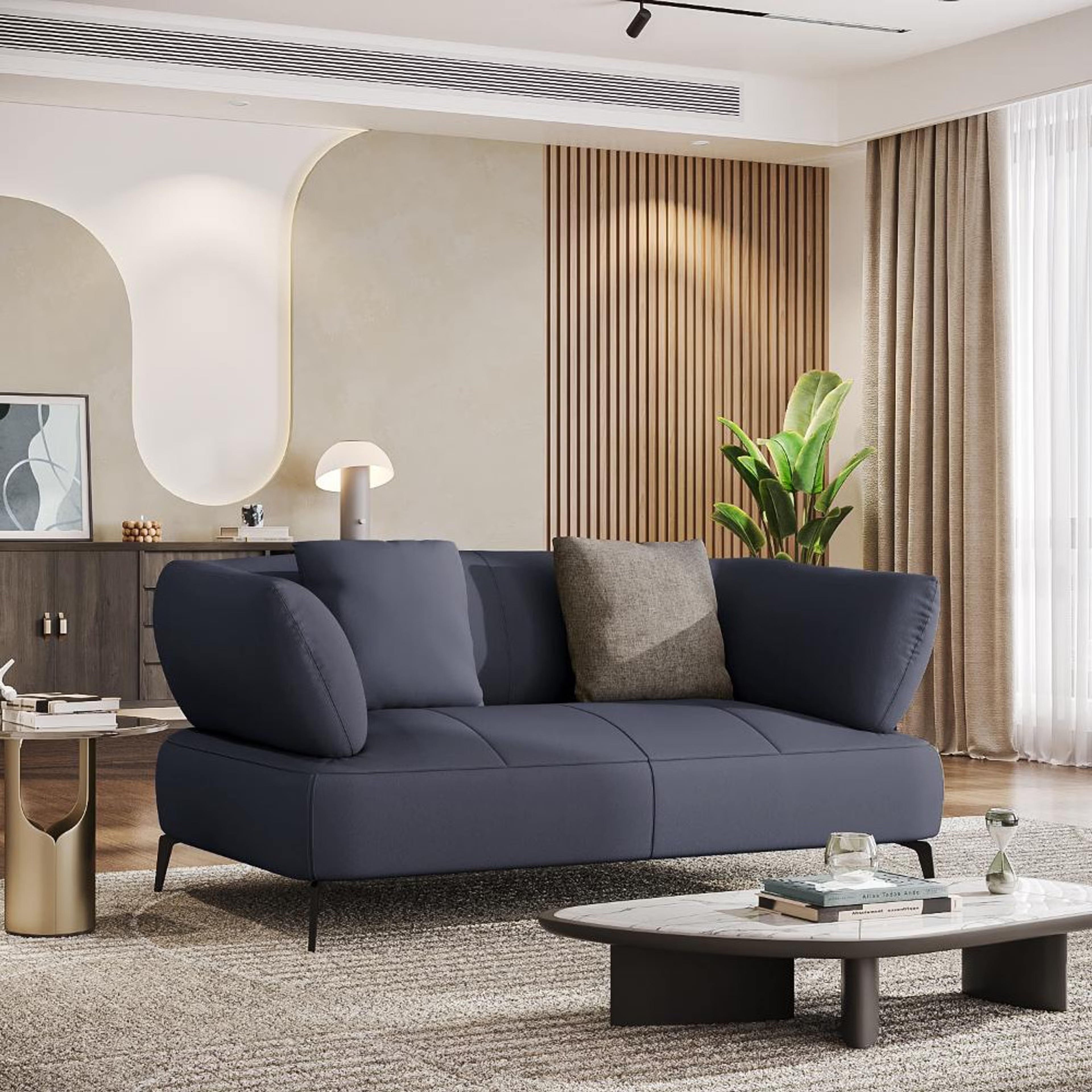 Wakefit Nauru Sofa - Two Seater Regular, Two Seater, Blue