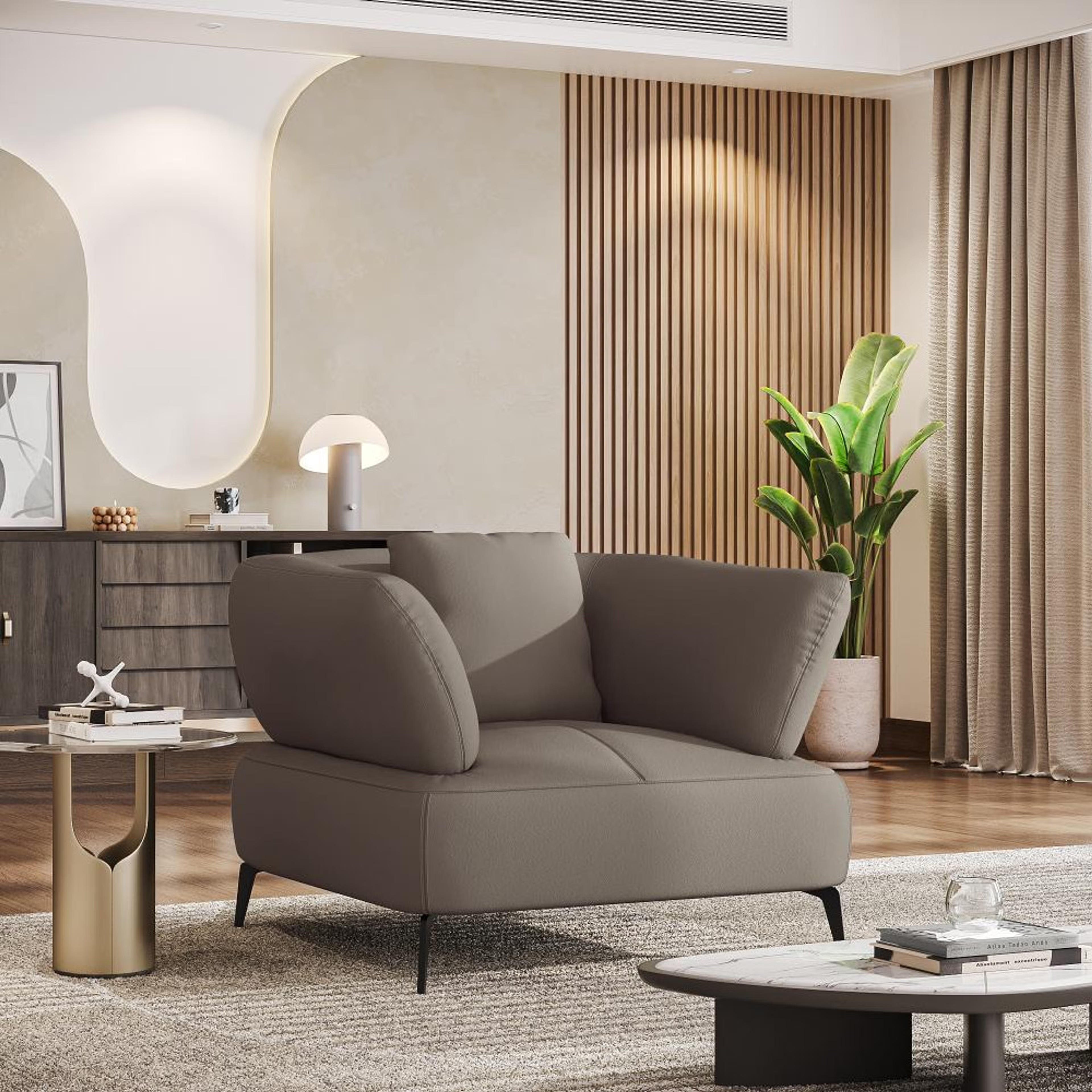 Wakefit Nauru Sofa - One Seater Regular, Single Seater, Grey