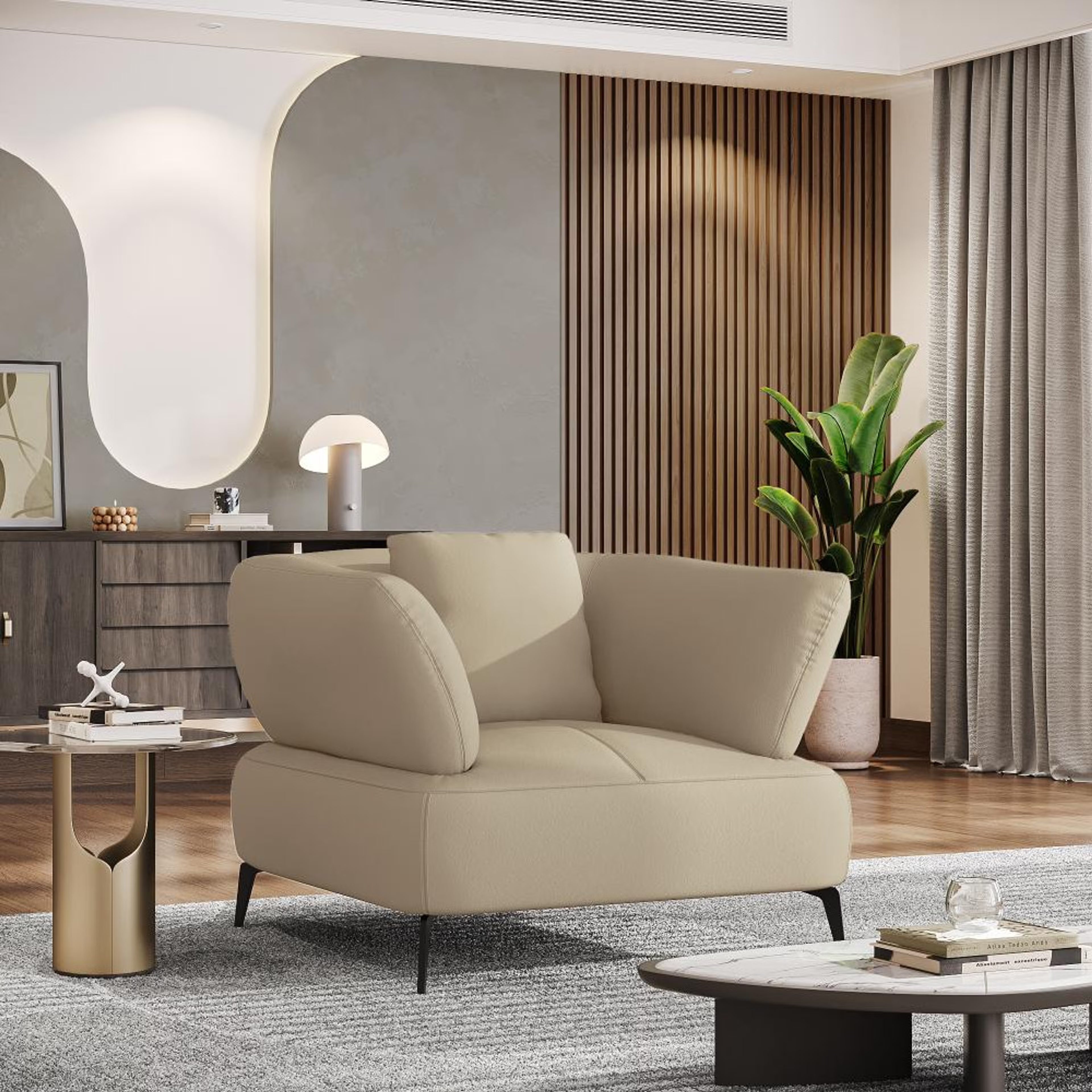 Wakefit Nauru Sofa - One Seater Regular, Single Seater, Beige