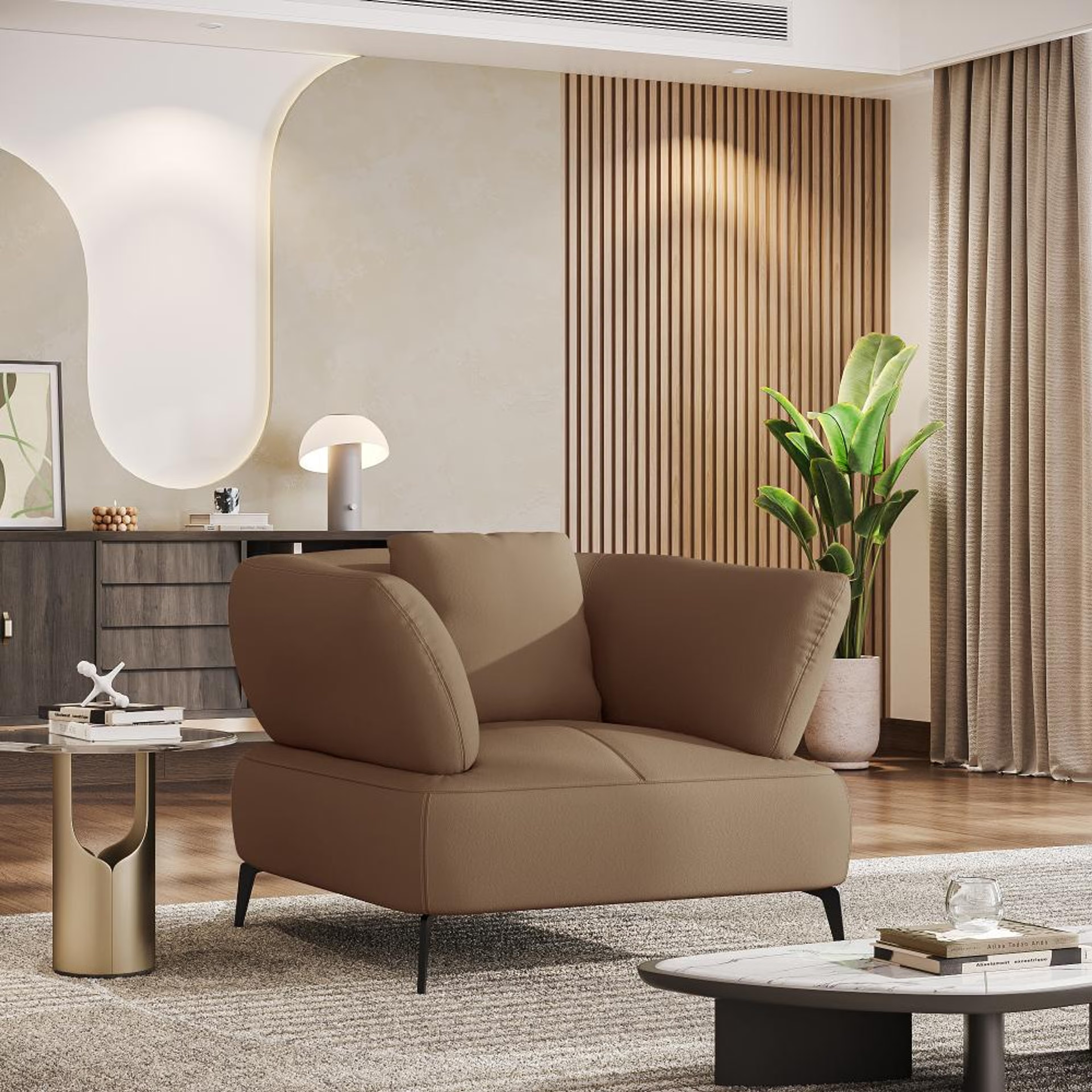 Wakefit Nauru Sofa - One Seater Regular, Single Seater, Cappuccino