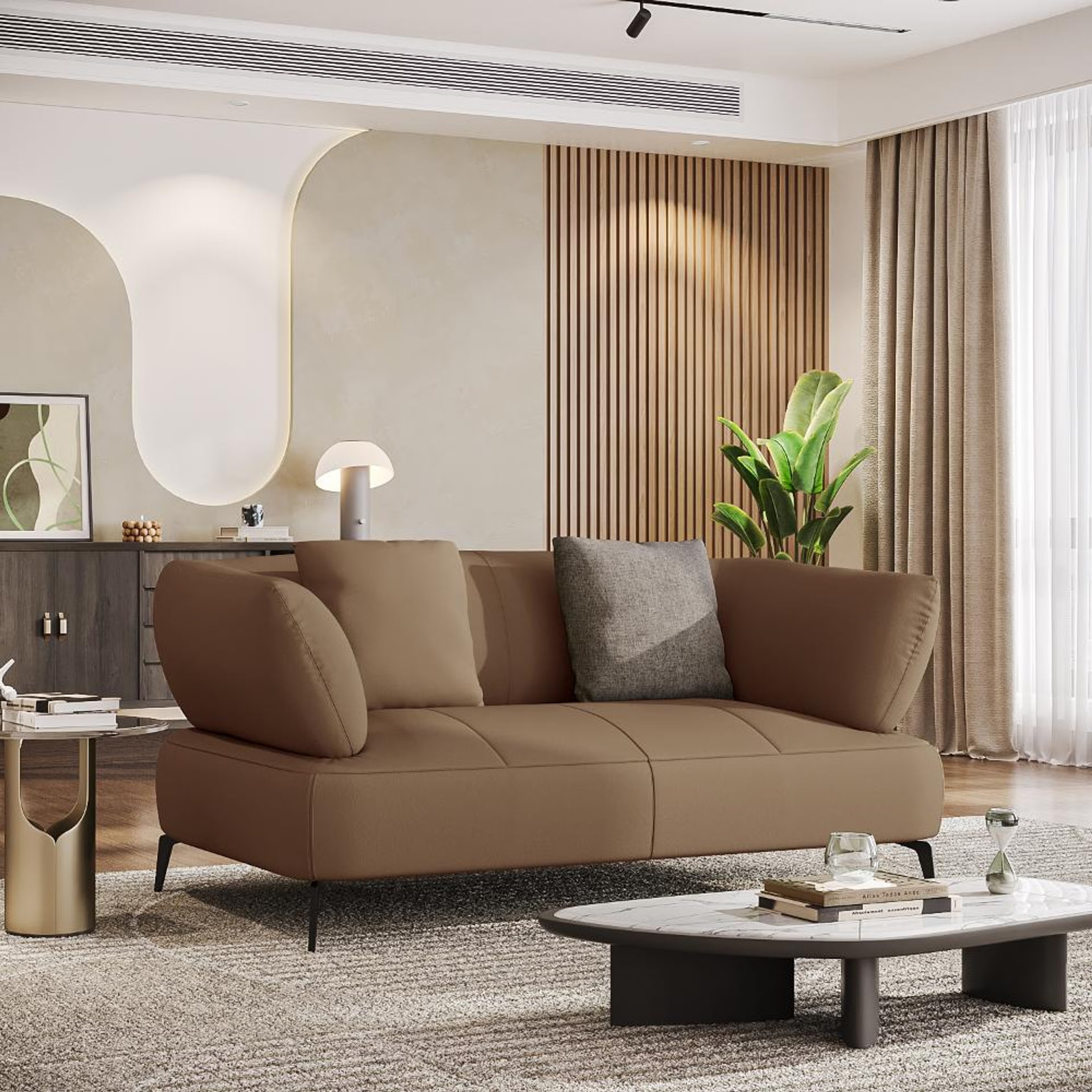 Wakefit Nauru Sofa - Two Seater Regular, Two Seater, Cappuccino