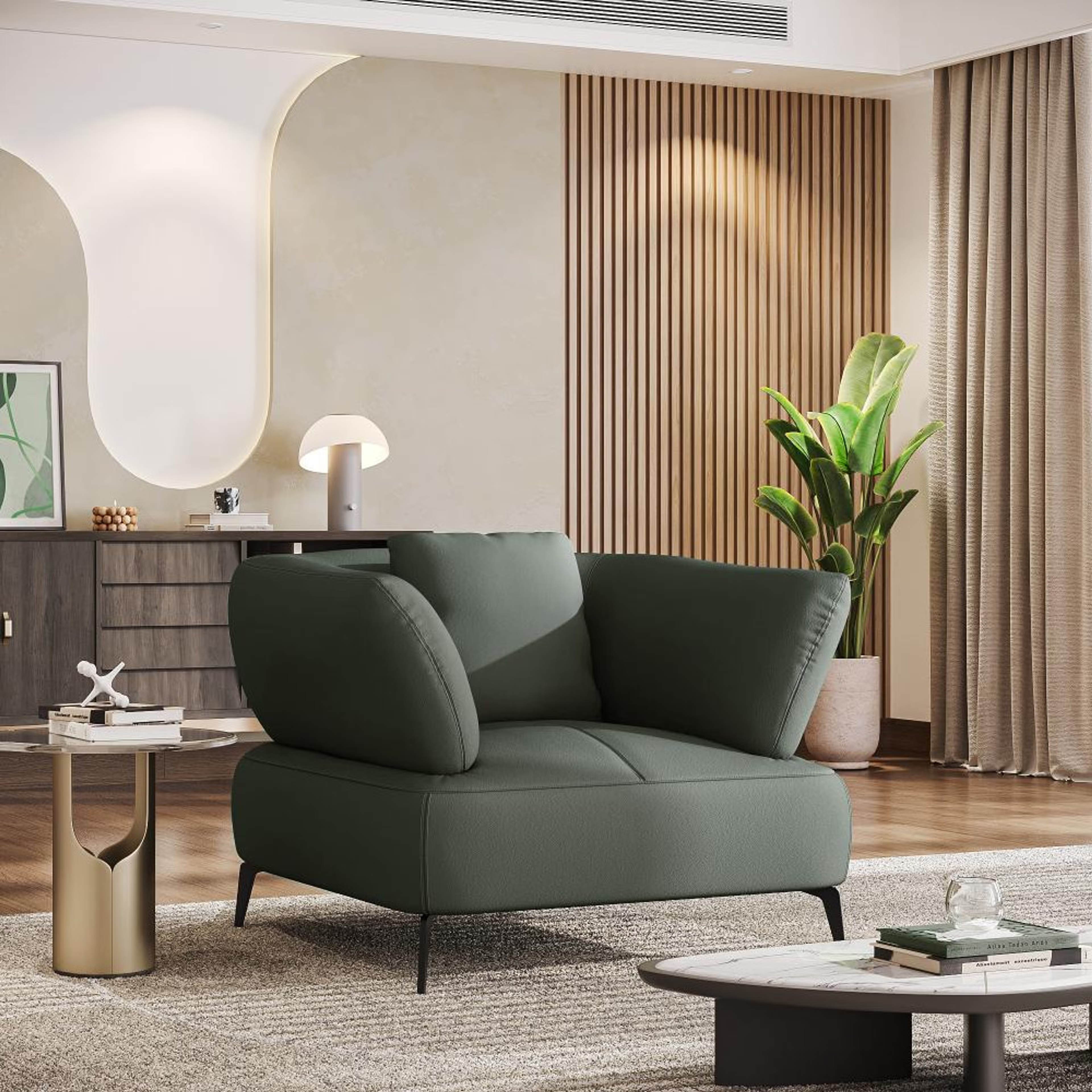 Wakefit Nauru Sofa - One Seater Regular, Single Seater, Forest Green