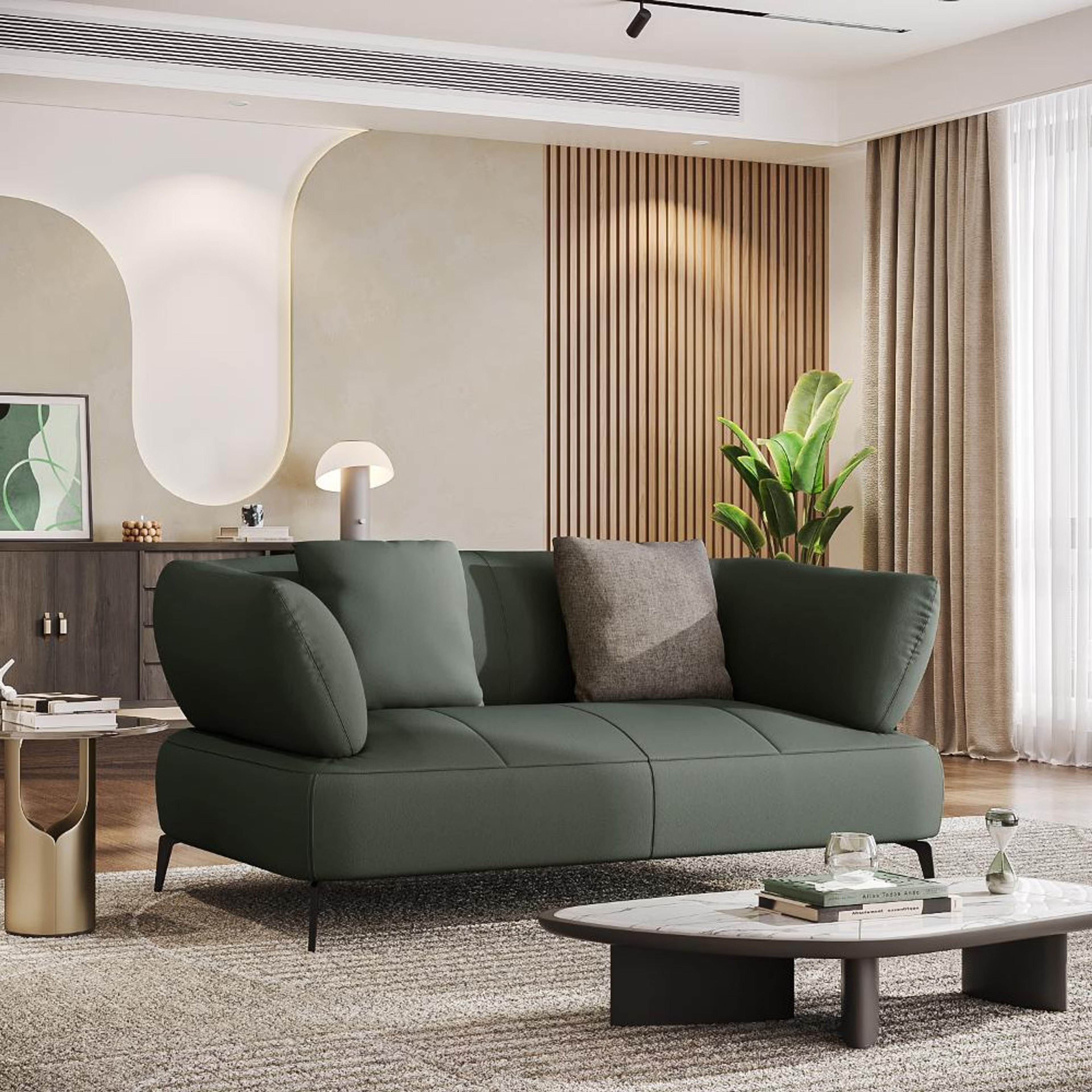 Wakefit Nauru Sofa - Two Seater Regular, Two Seater, Forest Green