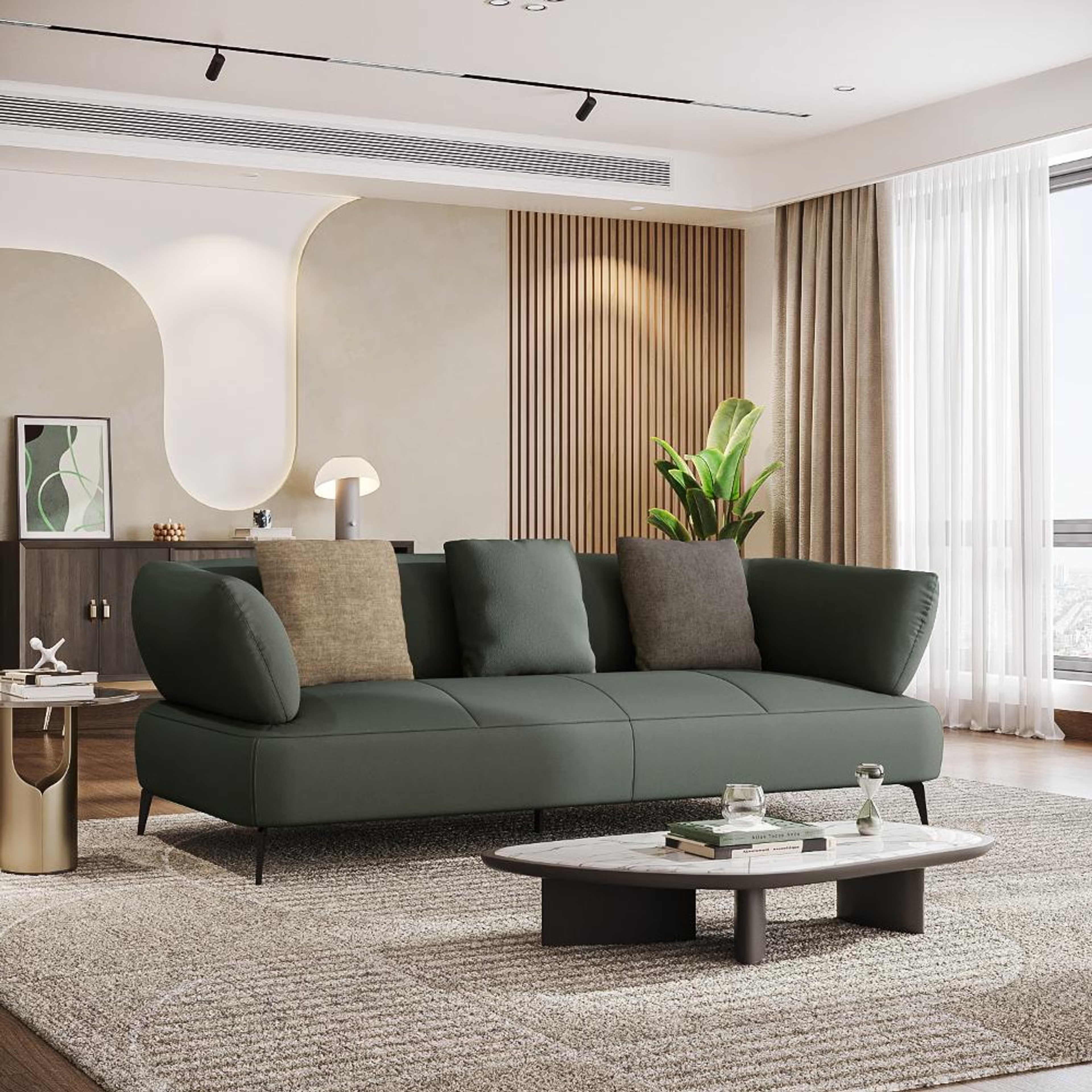 Wakefit Nauru Sofa - Three Seater Regular, Three Seater, Forest Green
