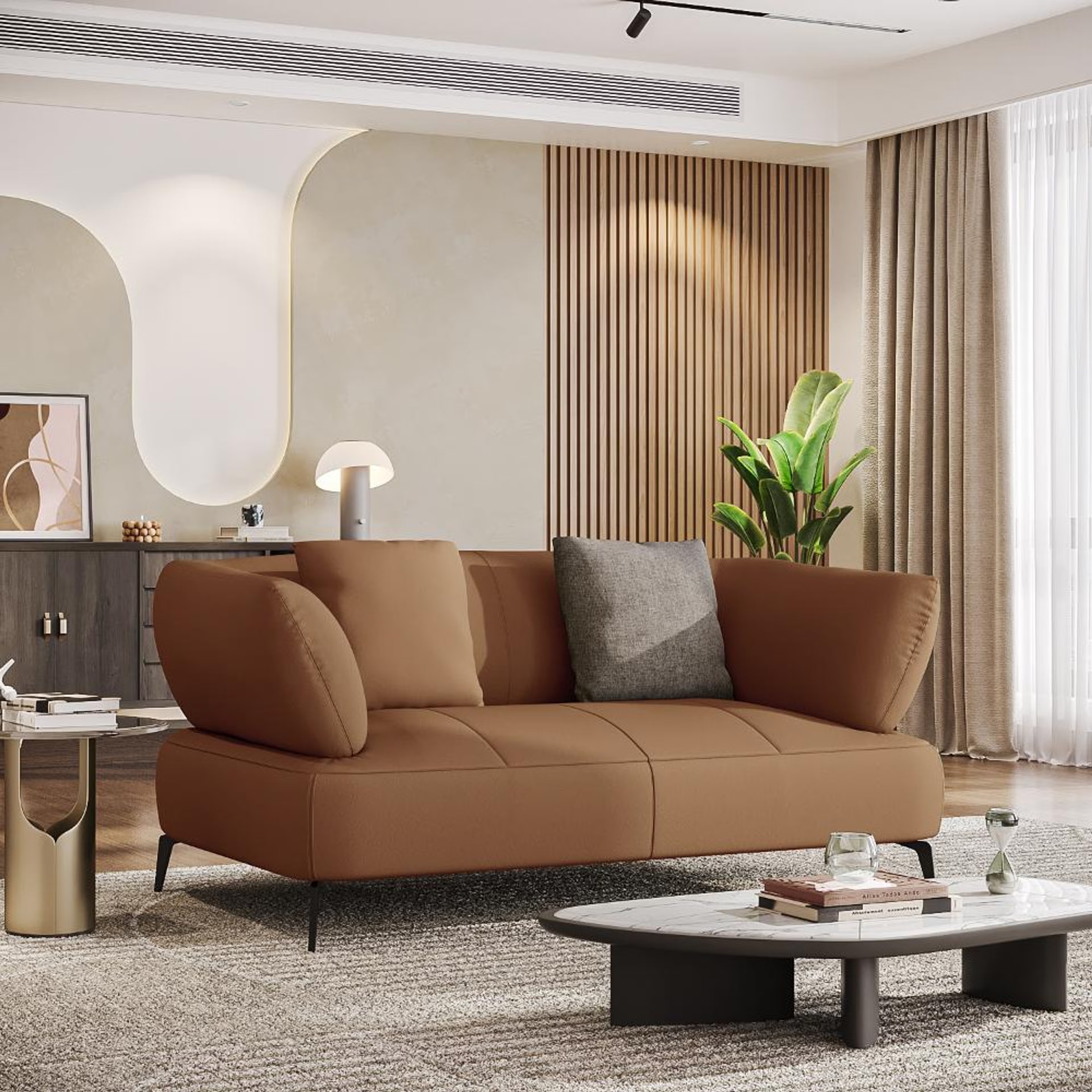 Wakefit Nauru Sofa - Two Seater Regular, Two Seater, Brown