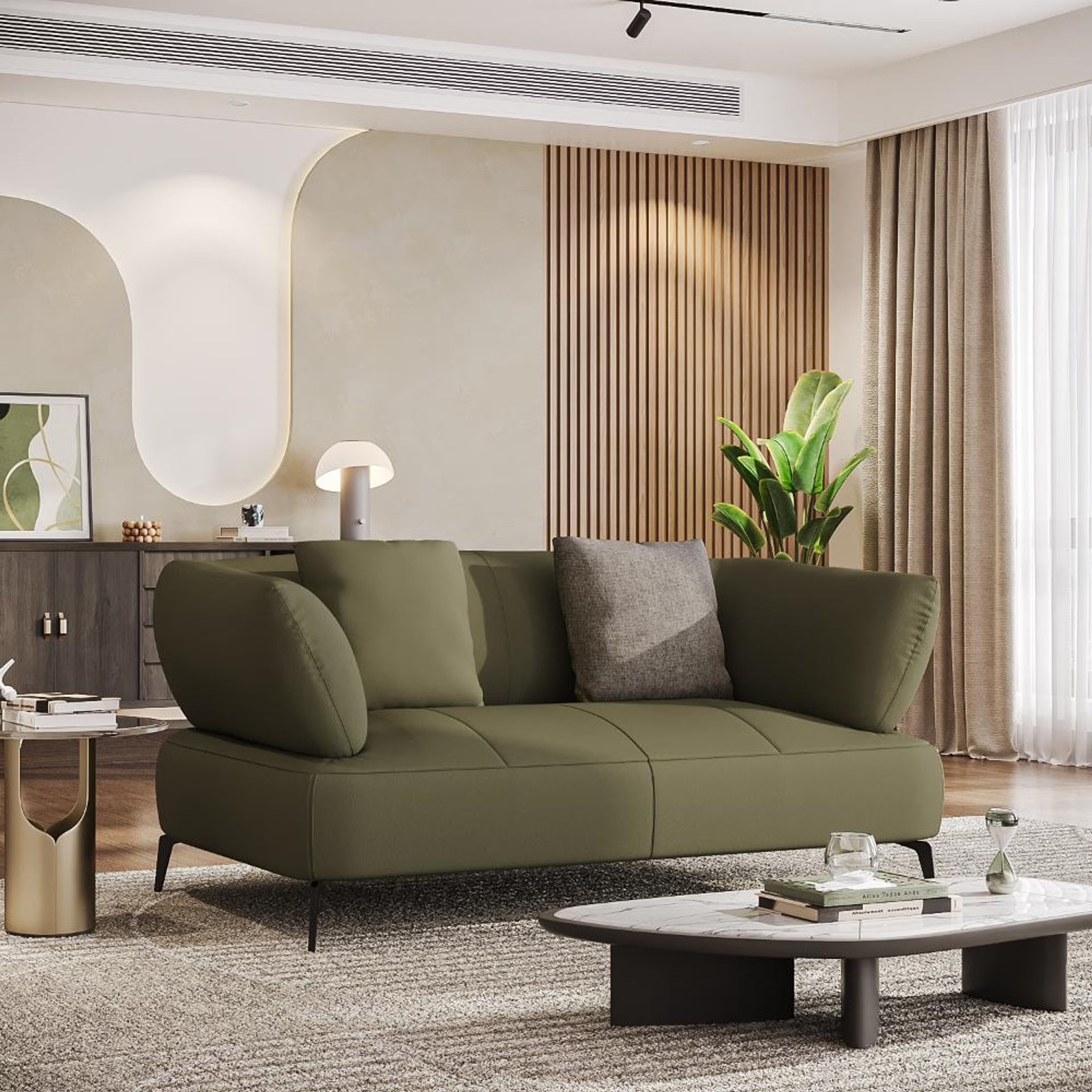 Wakefit Nauru Sofa - Two Seater Regular, Two Seater, Green