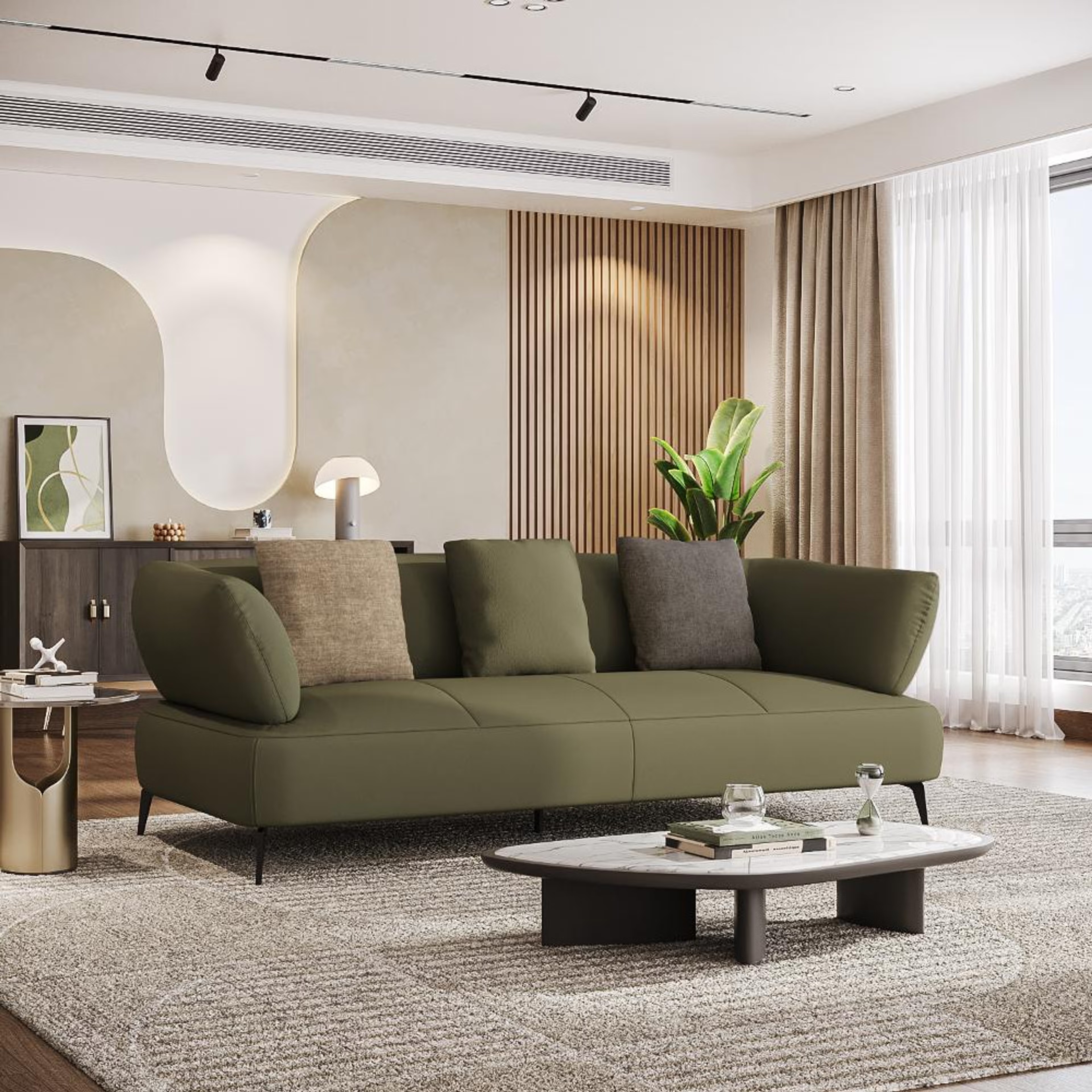 Home 25 Wakefit Nauru Sofa - Three Seater Regular, Three Seater, Green