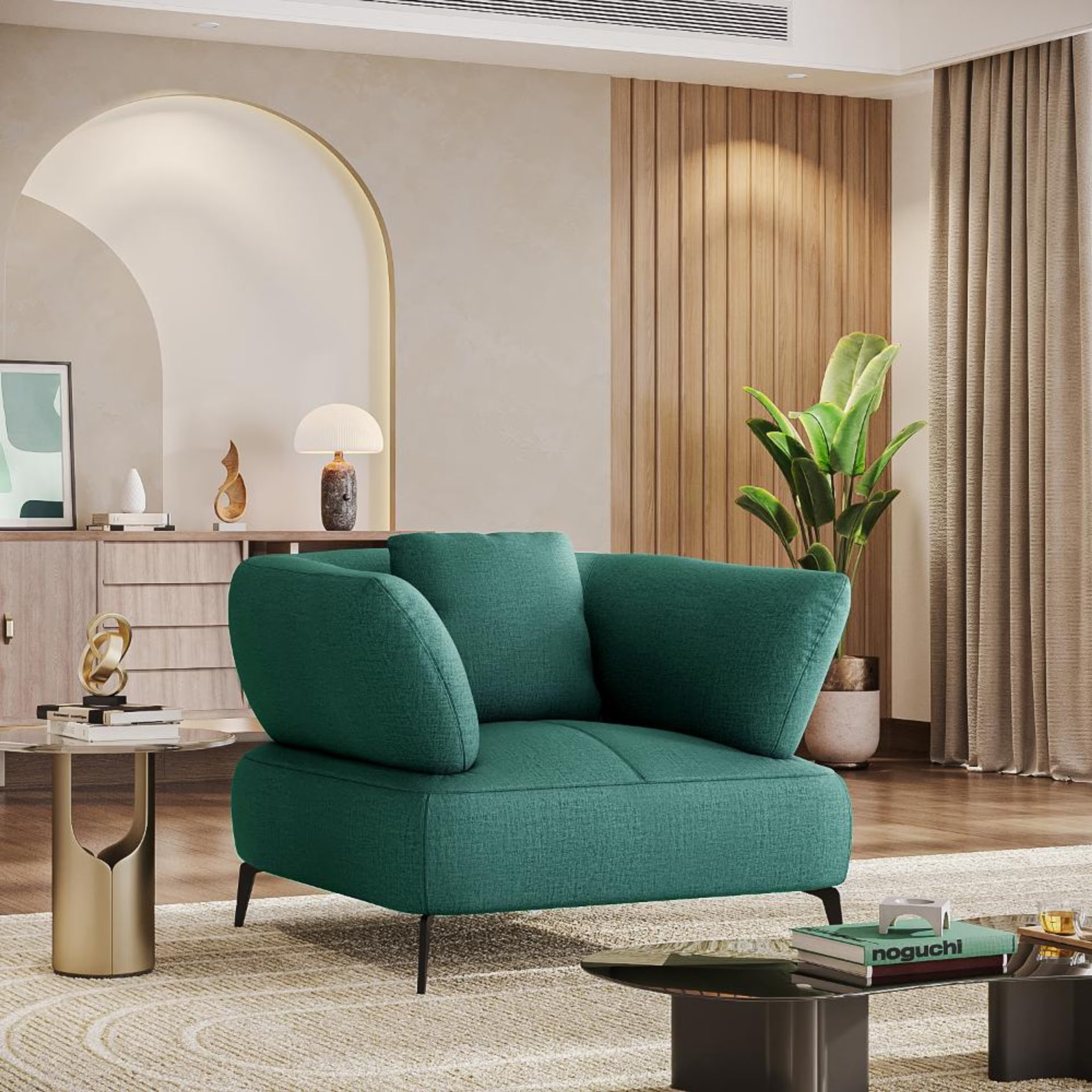 Wakefit Nauru Sofa - One Seater Regular, Single Seater, Aqua Blue