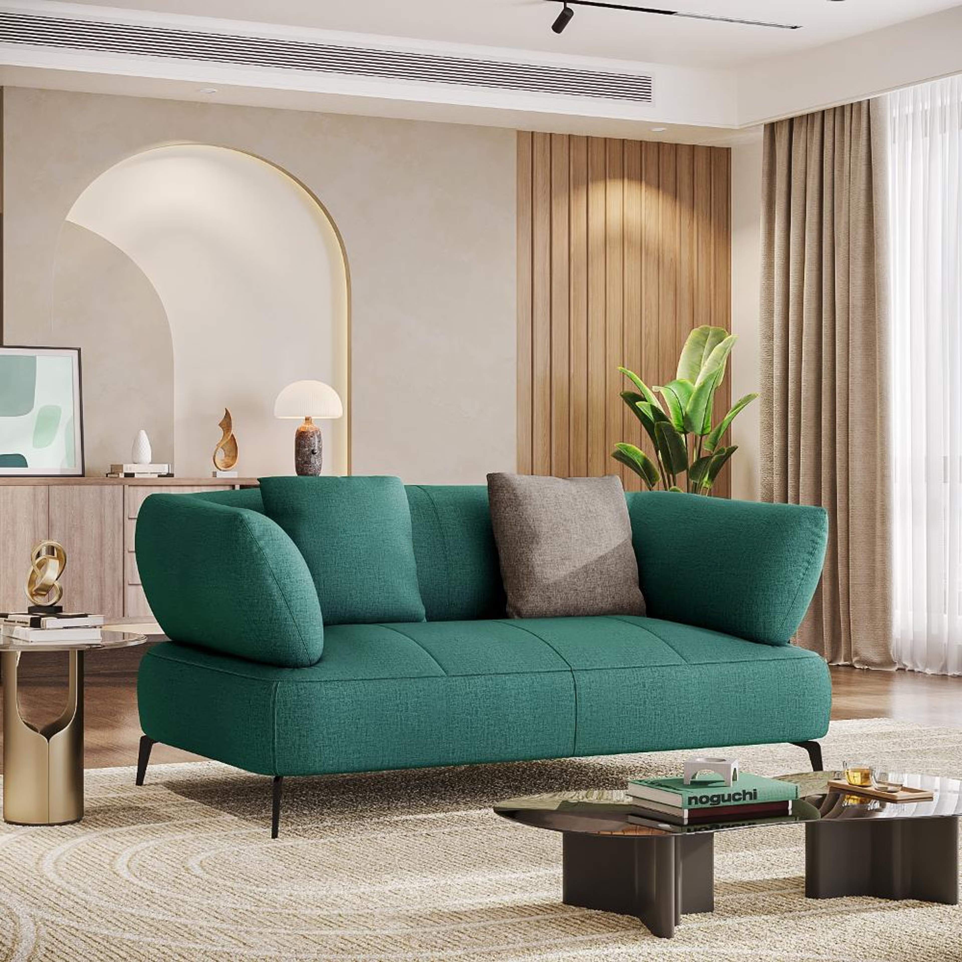 Wakefit Nauru Sofa - Two Seater Regular, Two Seater, Aqua Blue