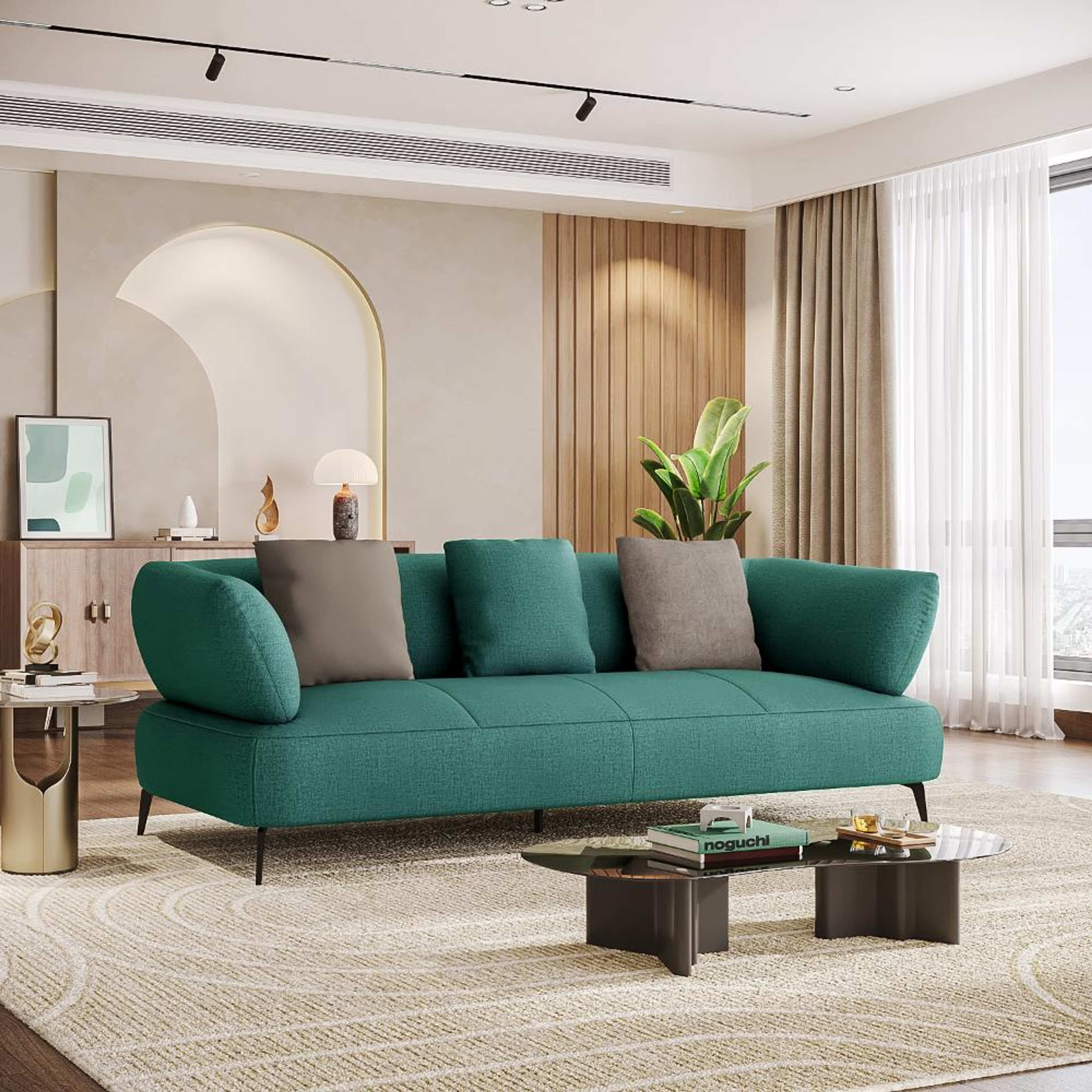 Wakefit Nauru Sofa - Three Seater Regular, Three Seater, Aqua Blue