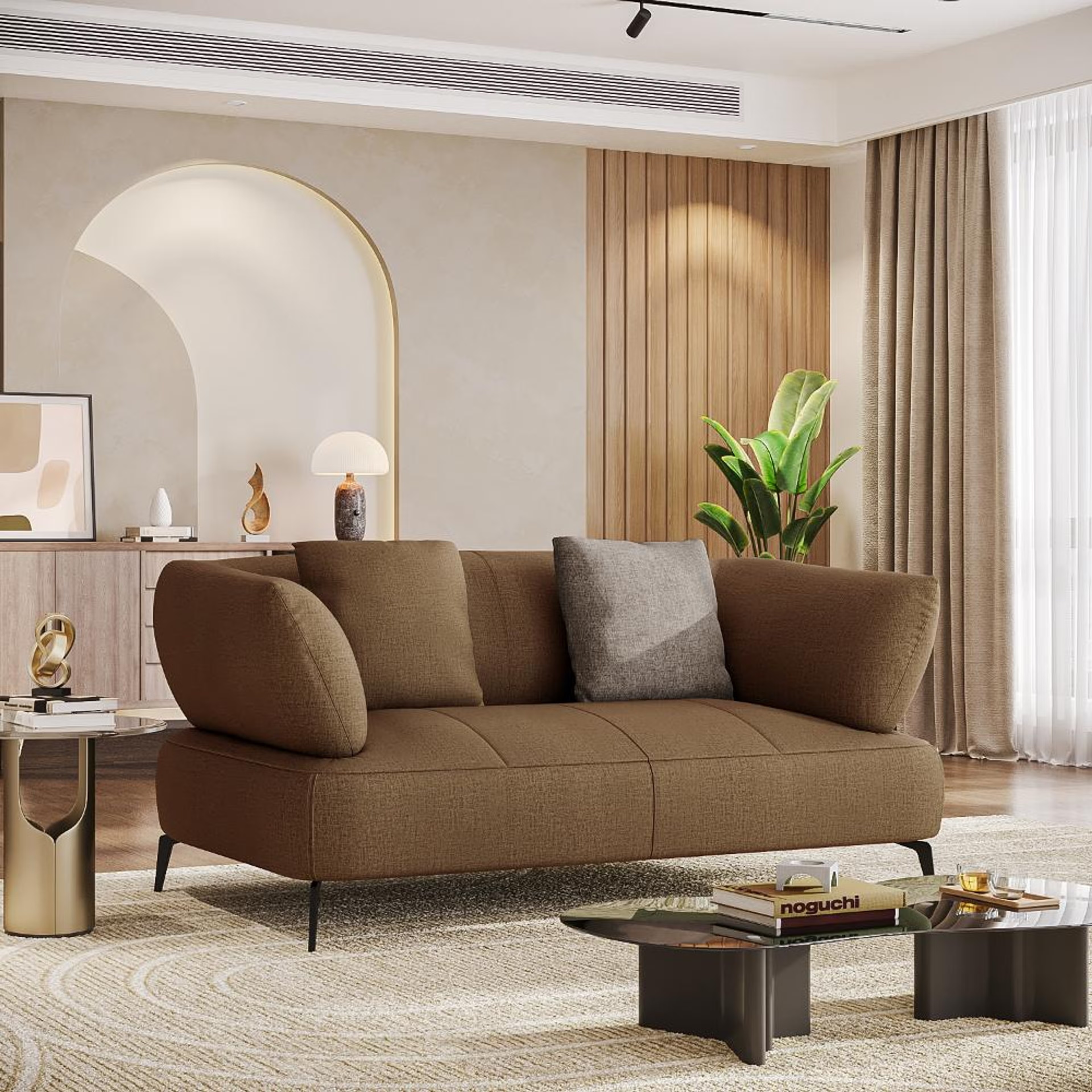 Wakefit Nauru Sofa - Two Seater Regular, Two Seater, Mocha Brown