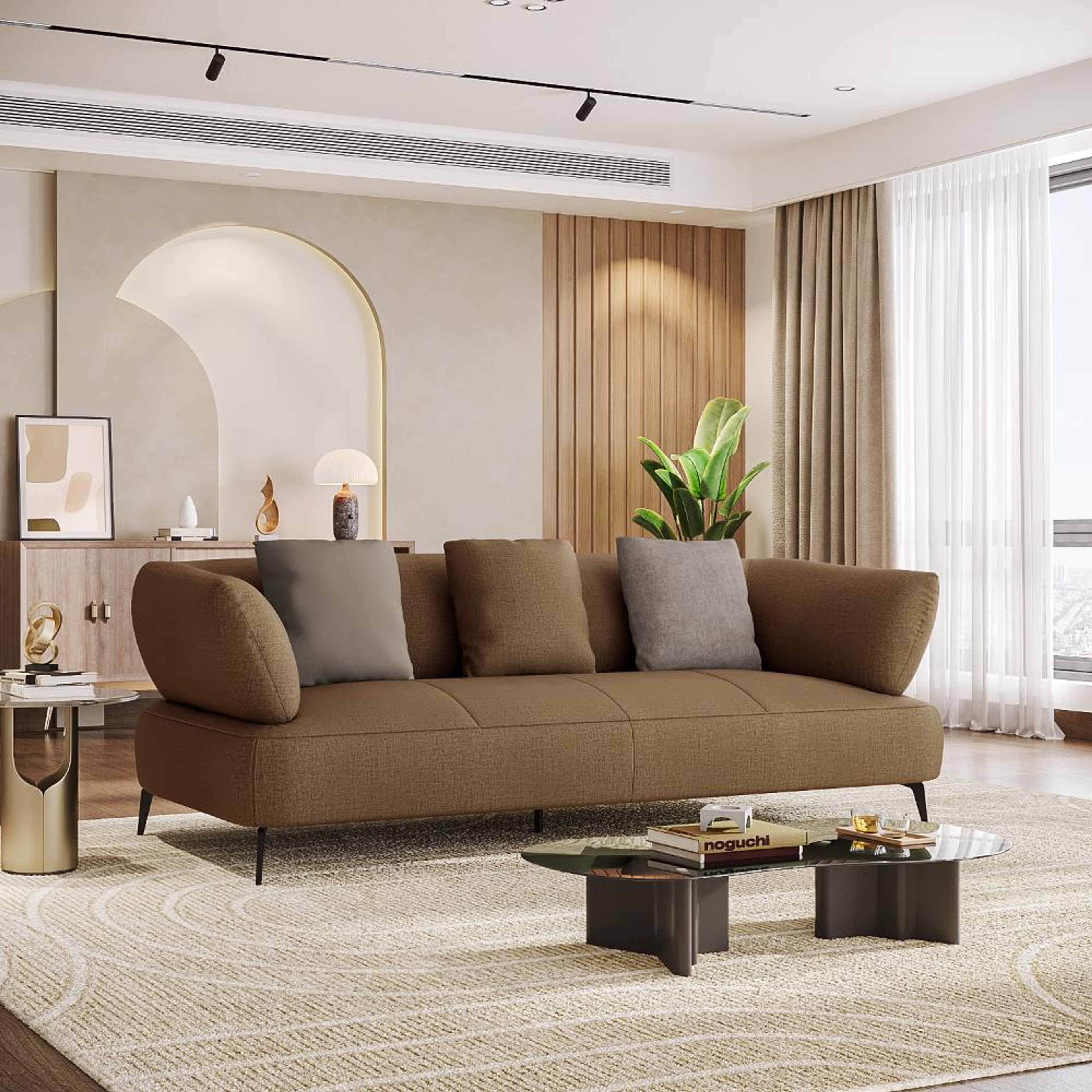 Home 45 Wakefit Nauru Sofa - Three Seater Regular, Three Seater, Mocha Brown