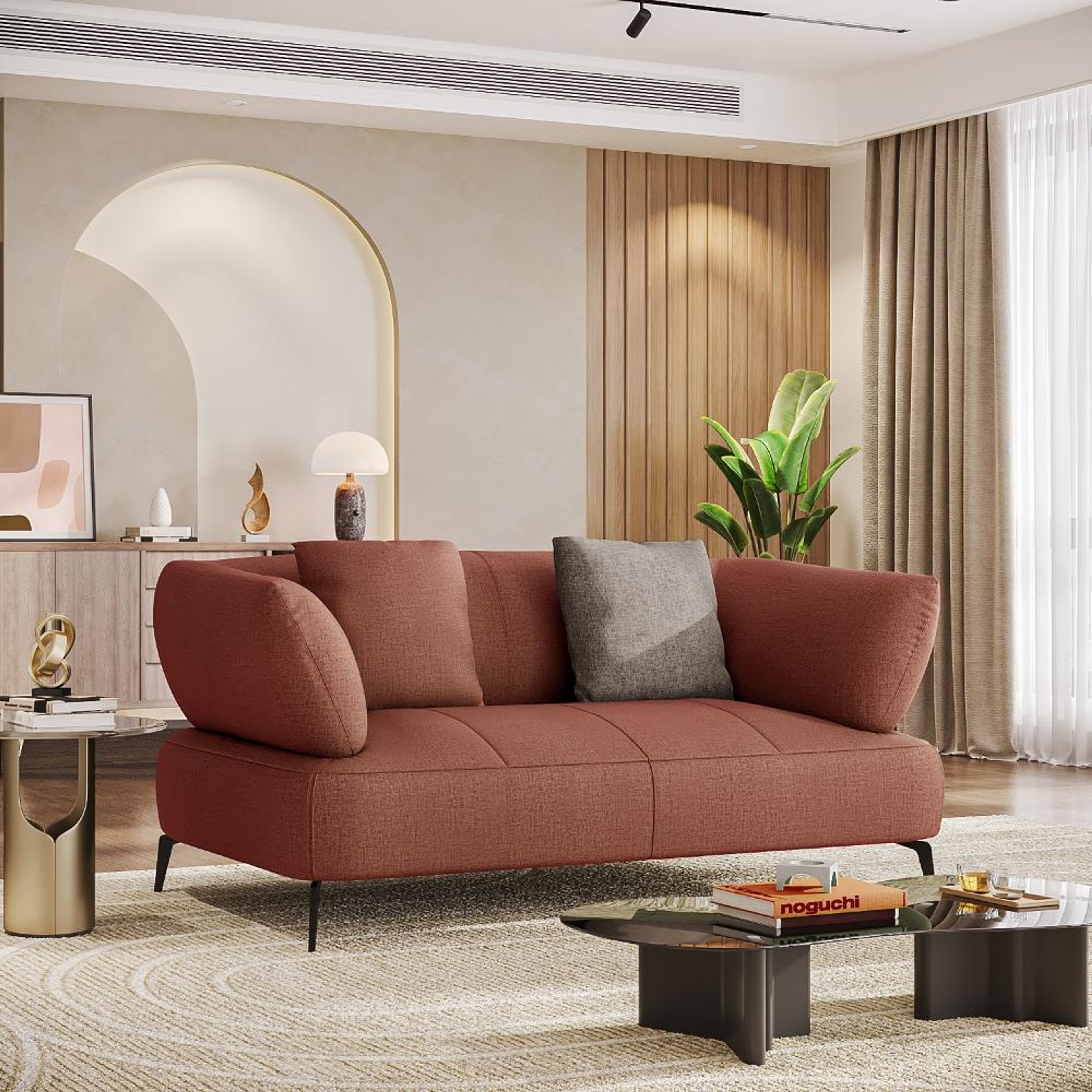 Home 46 Wakefit Nauru Sofa - Two Seater Regular, Two Seater, Rose Brown