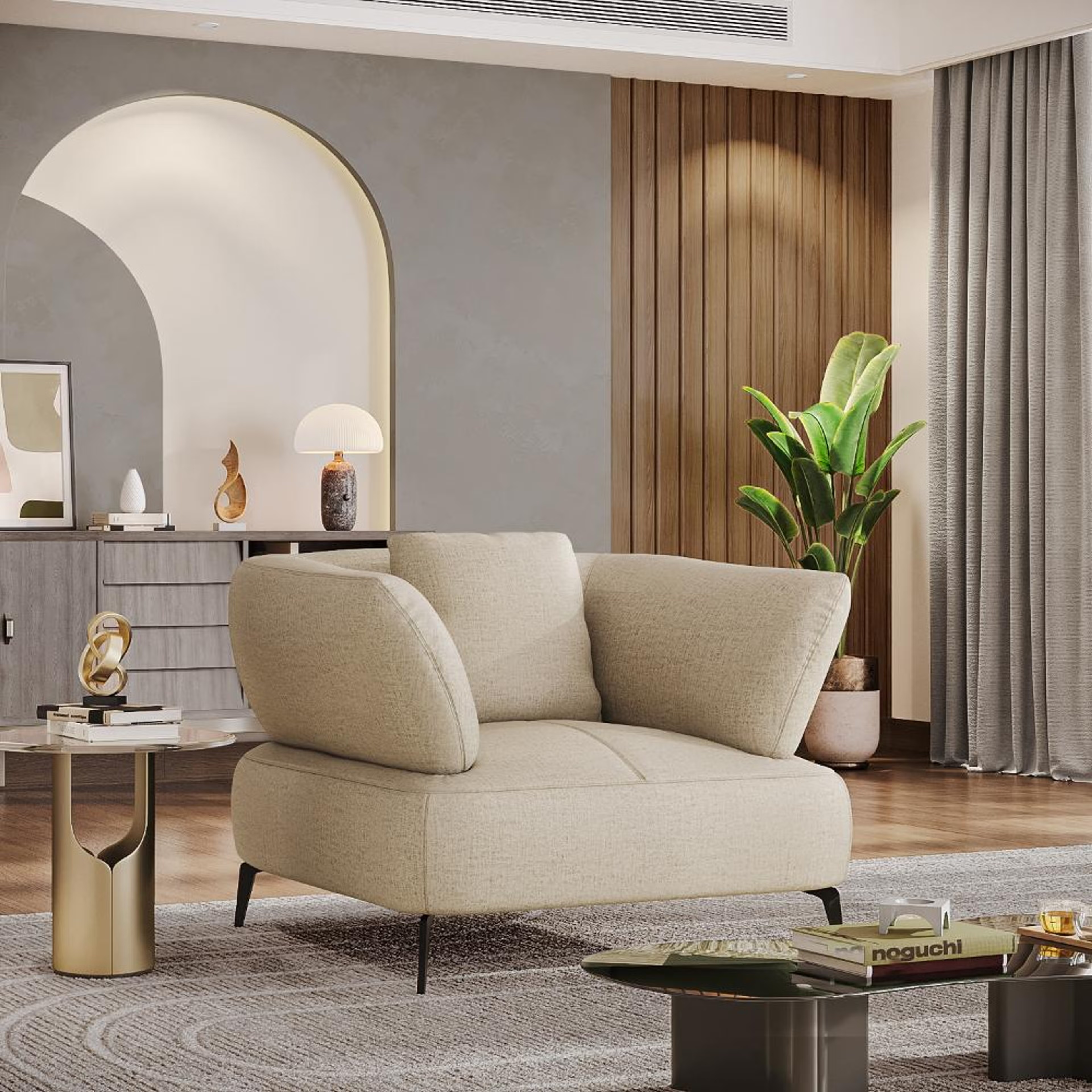 Home 25 Wakefit Nauru Sofa - One Seater Regular, Single Seater, White