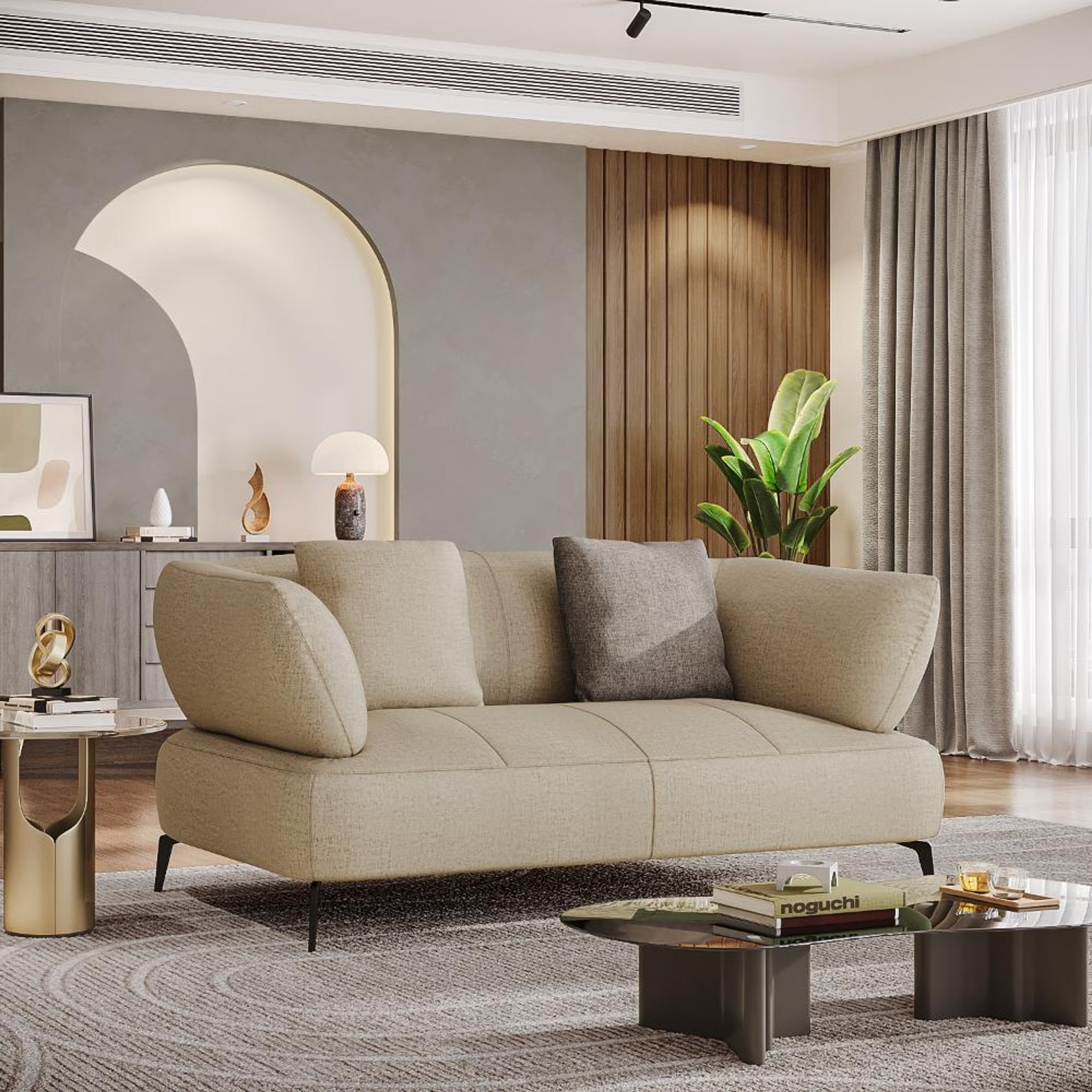 Wakefit Nauru Sofa - Two Seater Regular, Two Seater, White