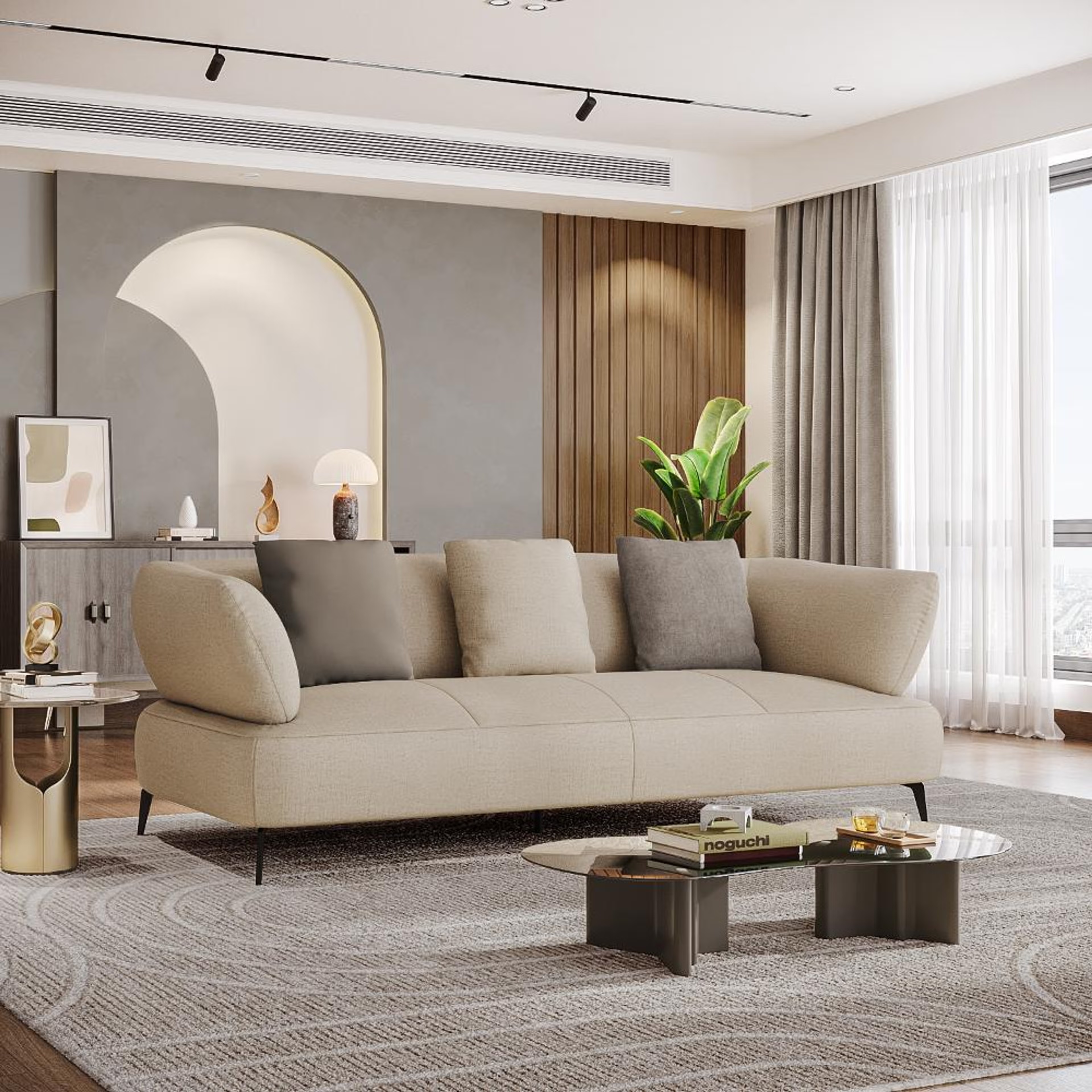 Wakefit Nauru Sofa - Three Seater Regular, Three Seater, White