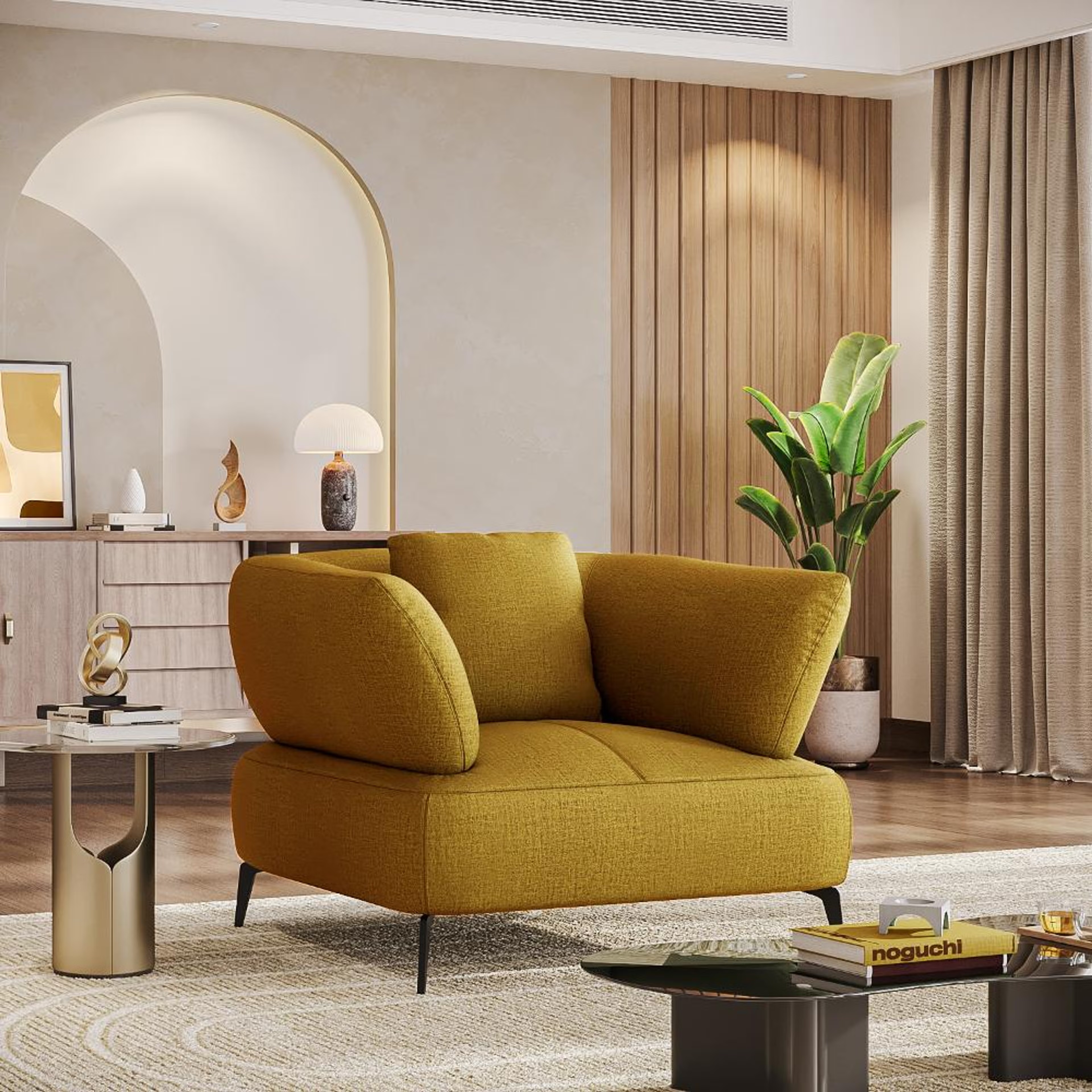 Wakefit Nauru Sofa - One Seater Regular, Single Seater, Yellow
