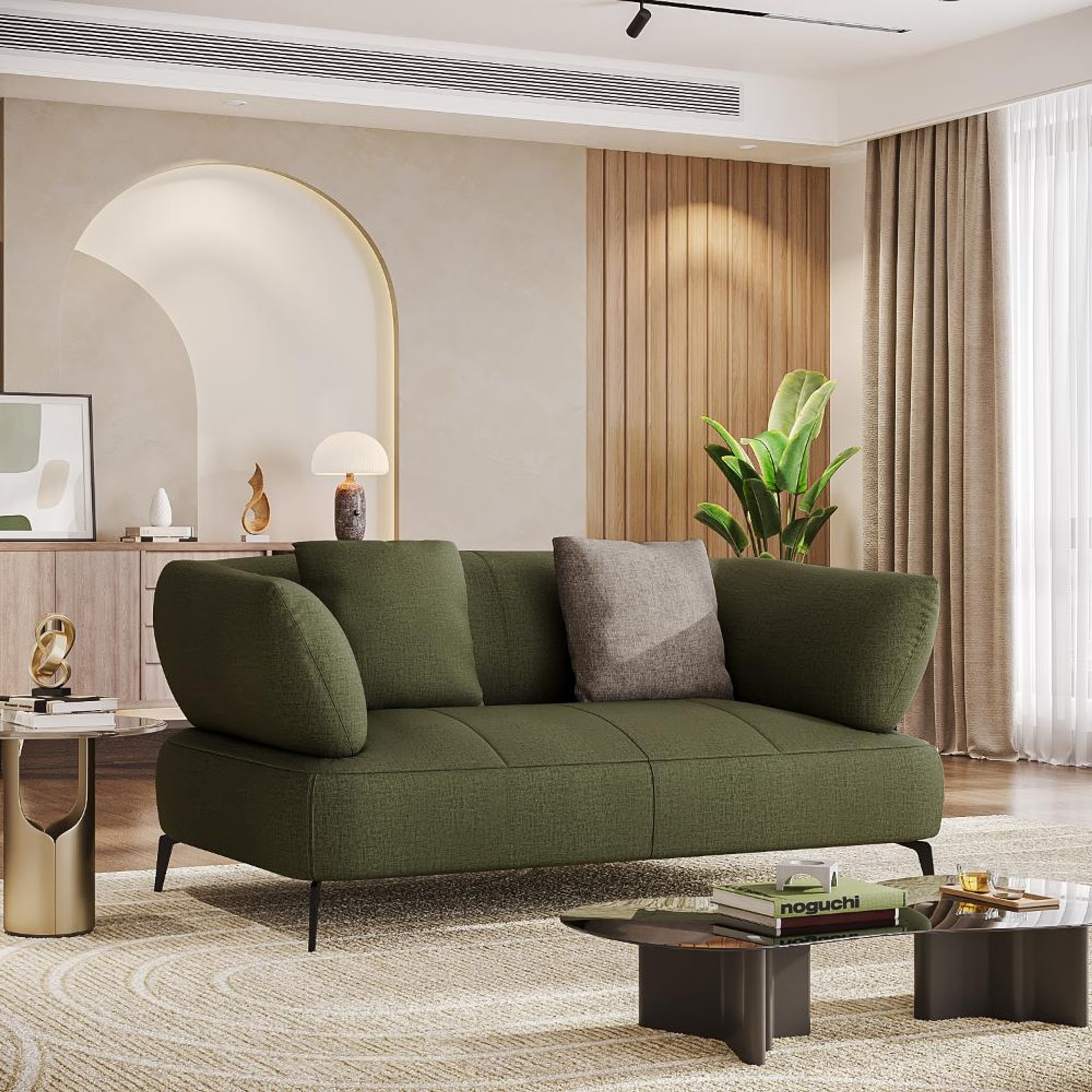 Wakefit Nauru Sofa - Two Seater Regular, Two Seater, Green