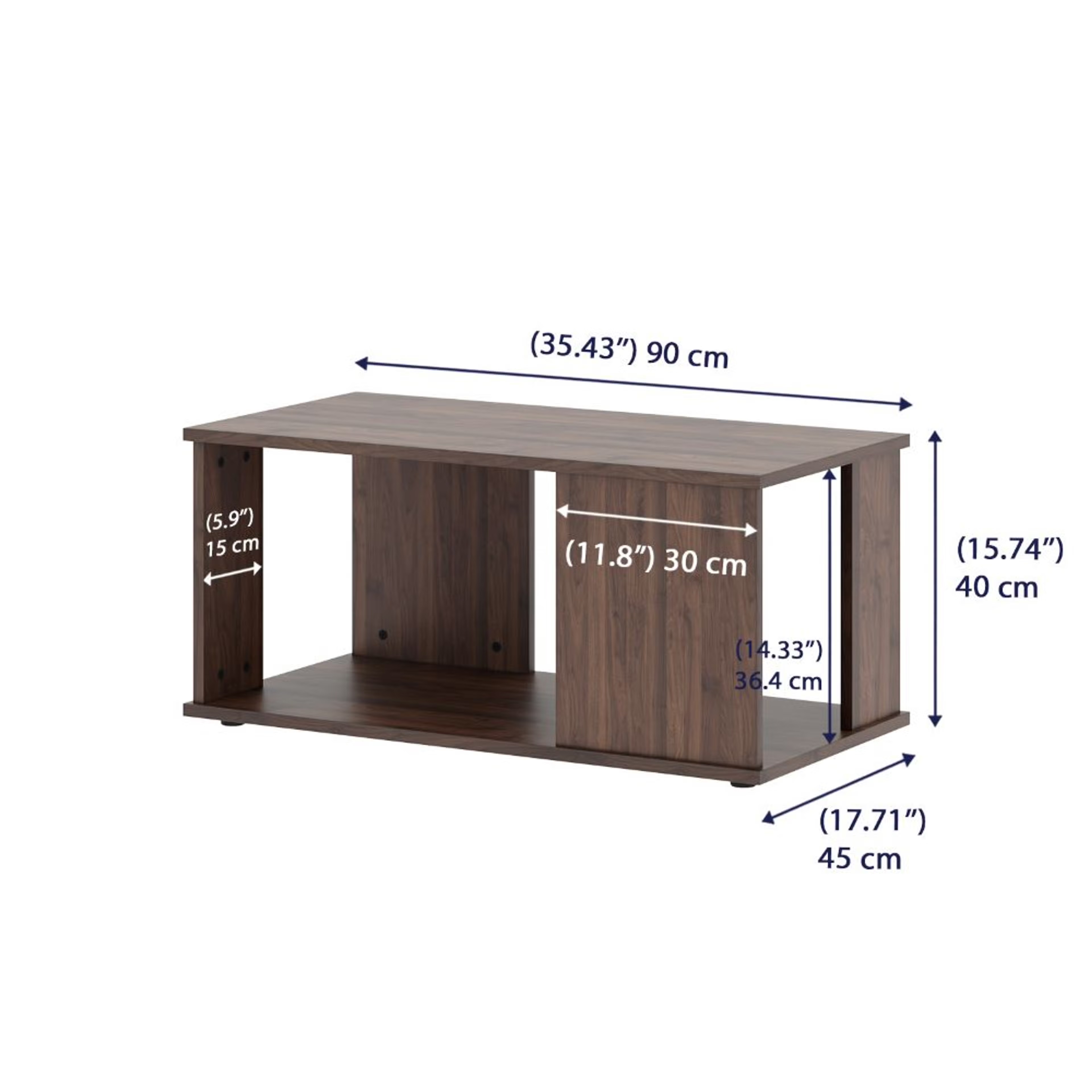 Joe Coffee Table - Columbian Walnut Color, Engineered Wood 6 Joe Coffee Table - Columbian Walnut Color, Engineered Wood