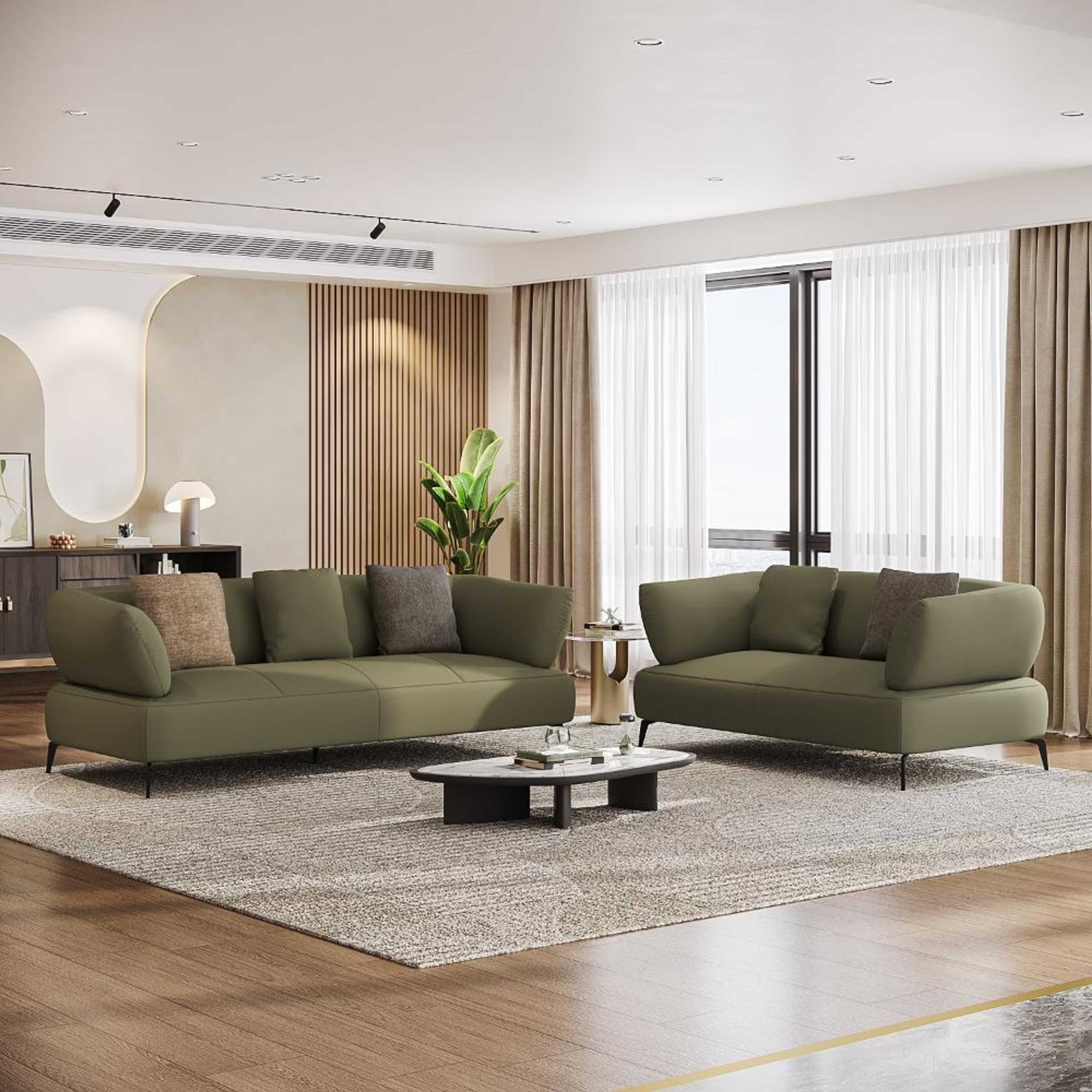 Home 42 Wakefit Nauru Sofa Set (3+2) Seater Regular, Set (3+2), Green