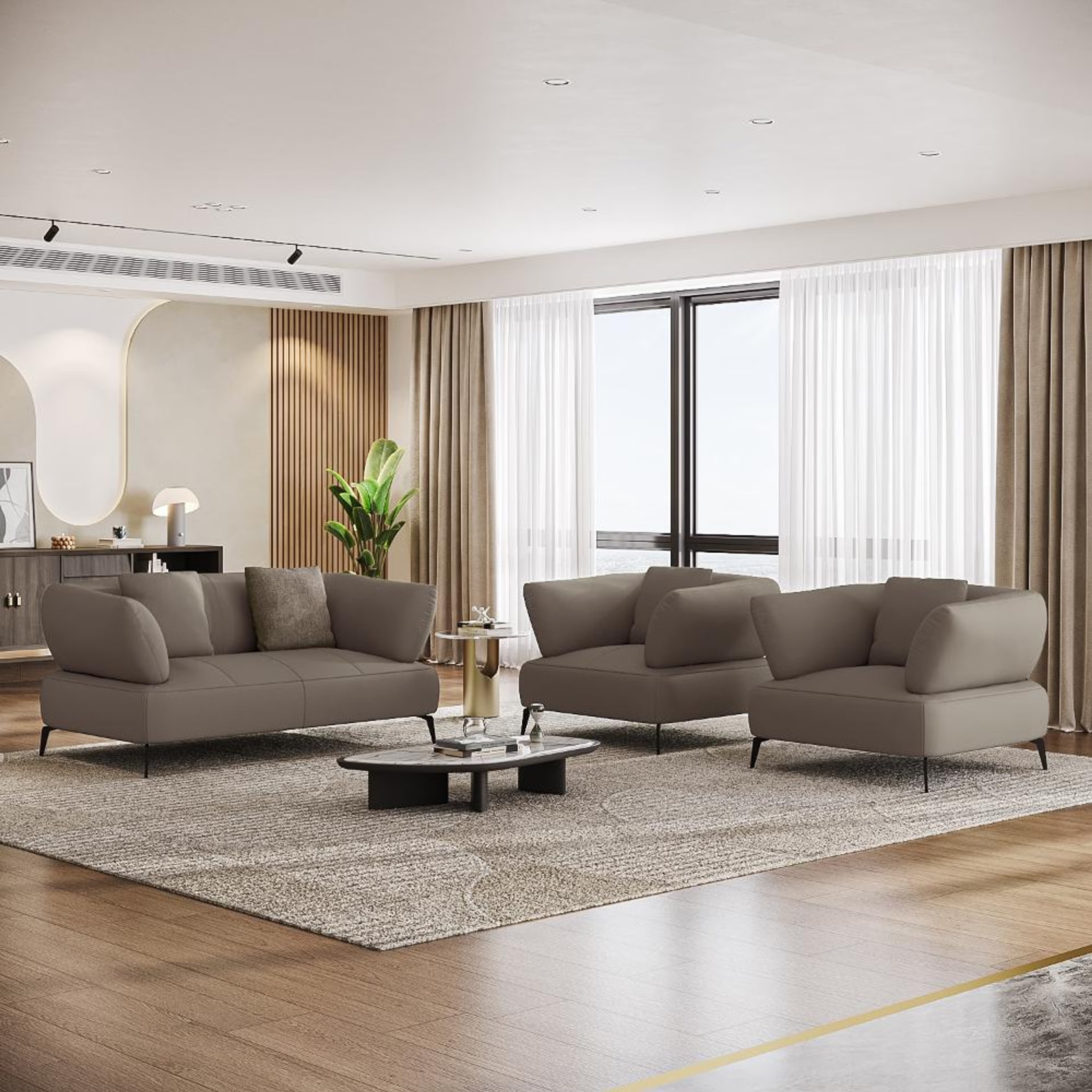 Wakefit Nauru Sofa Set (2+1+1) Seater Regular, Set (2+1+1), Grey