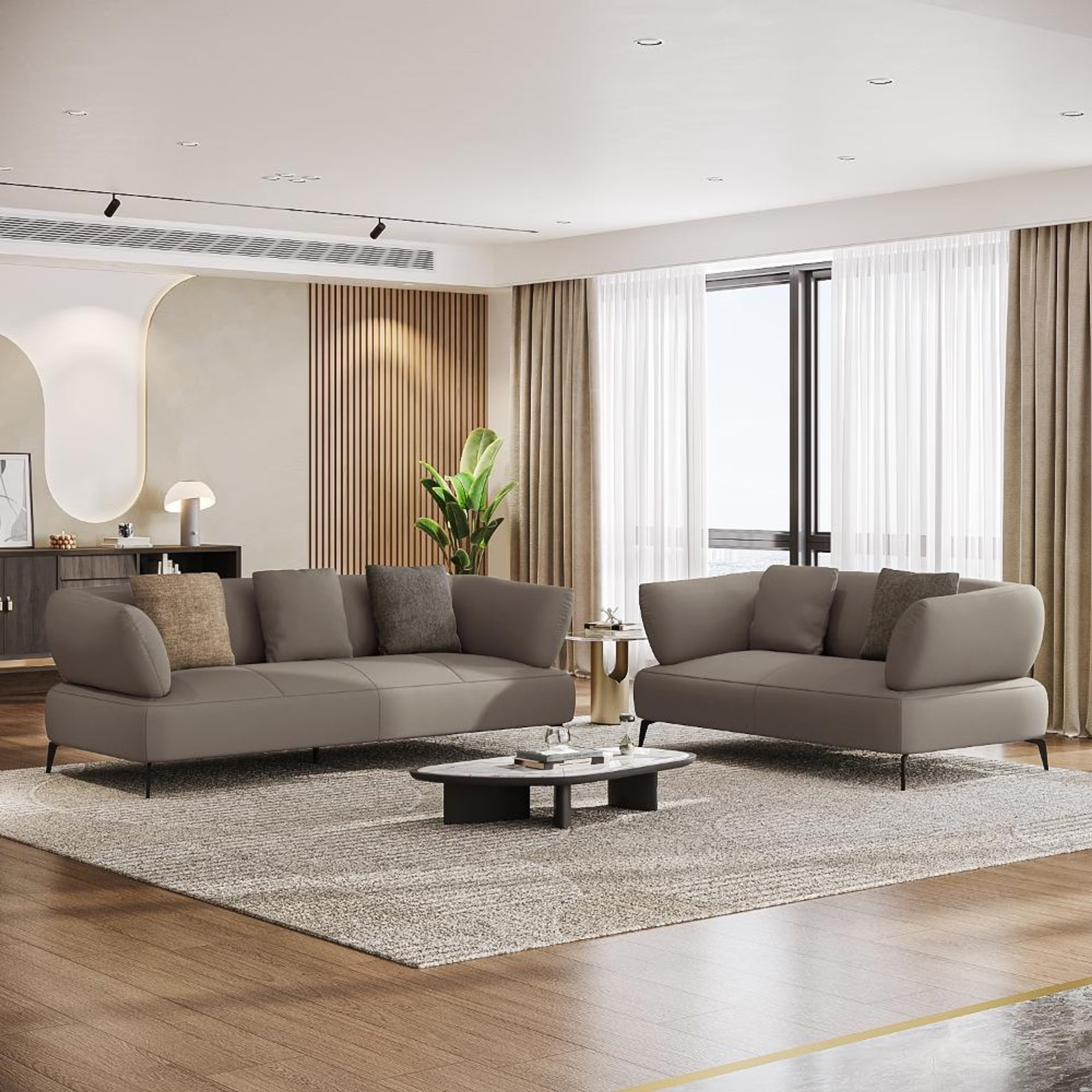 Wakefit Nauru Sofa Set (3+2) Seater Regular, Set (3+2), Grey
