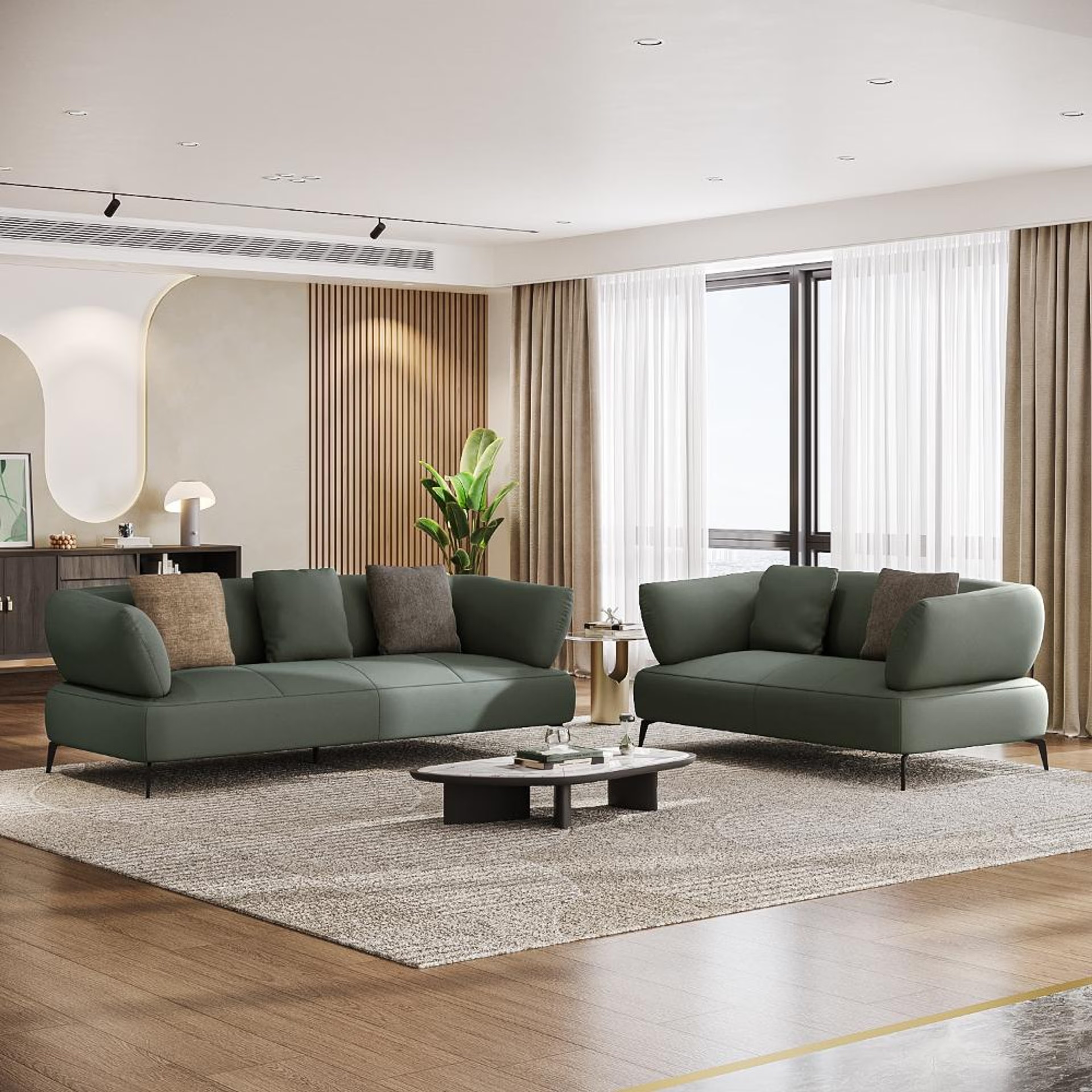 Wakefit Nauru Sofa Set (3+2) Seater Regular, Set (3+2), Forest Green