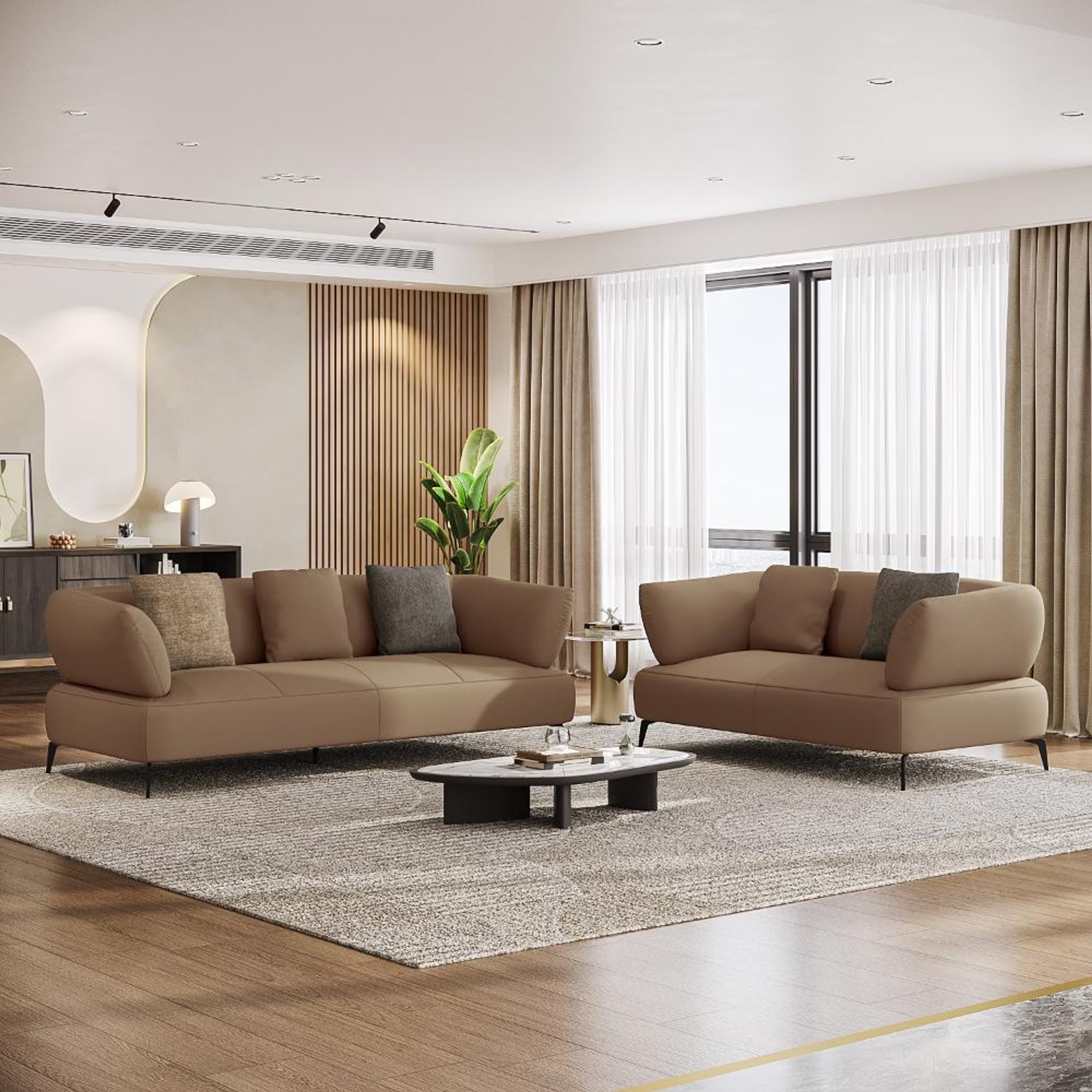 Wakefit Nauru Sofa Set (3+2) Seater Regular, Set (3+2), Cappuccino